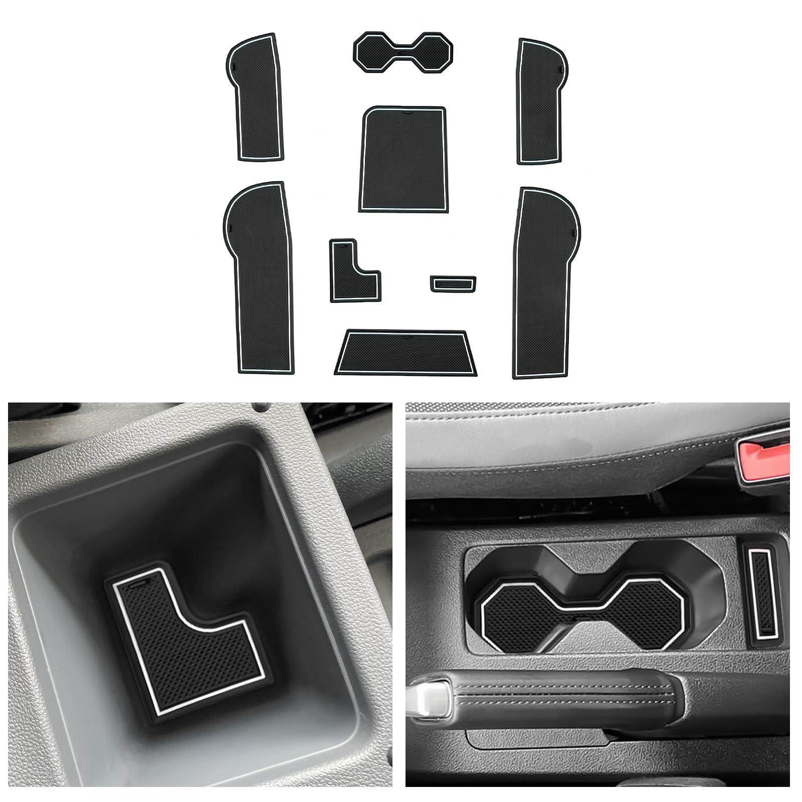 CDEFG Kompatibel mit VW T-Cross 2018-2024 2025, Gummimatten T Cross Mittelkonsole Antirutschmatten rutschfest Becherhalter Gummi Matte Armlehne T Cross 2025 Zubehör (Weiß)