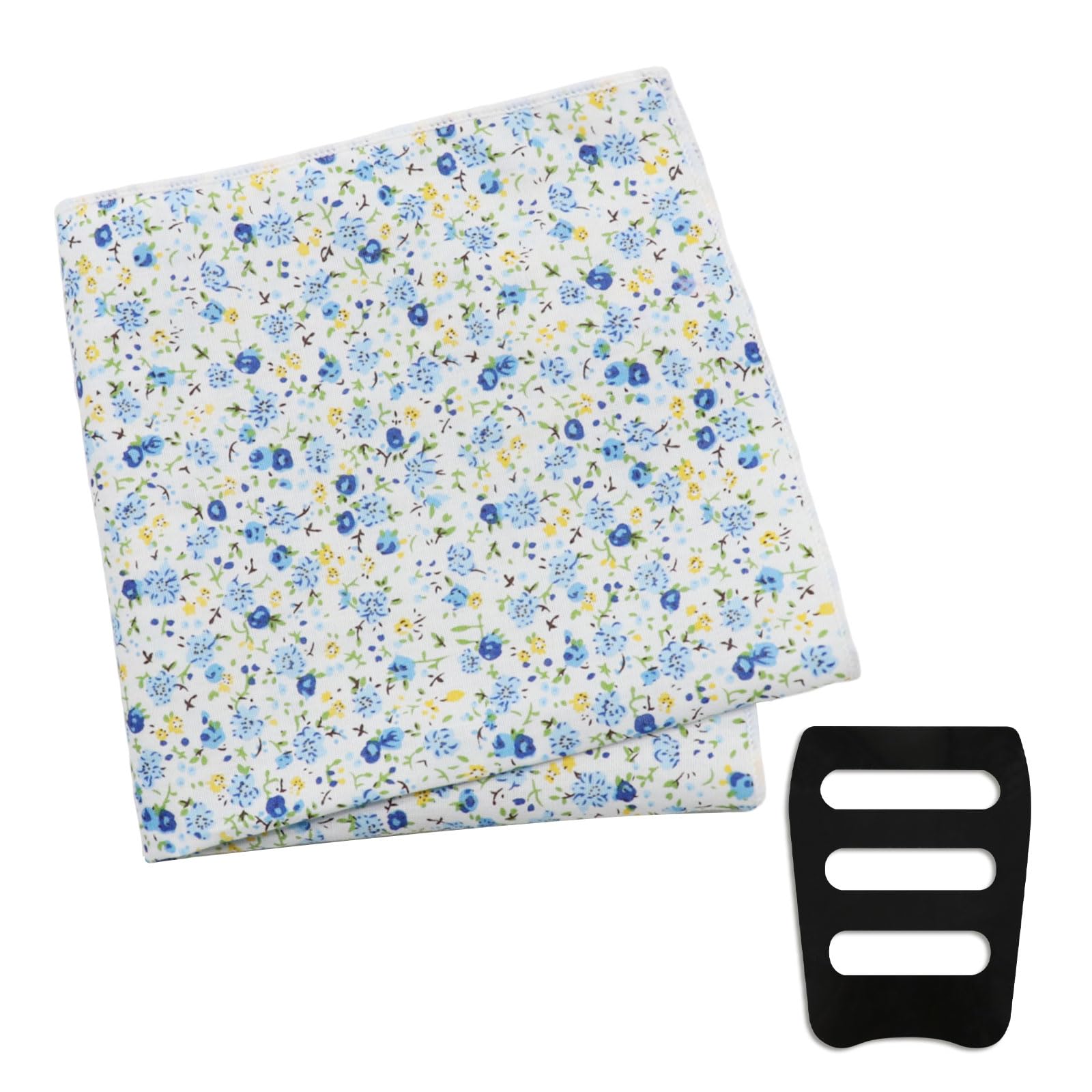 Floral Pocket Squares for Men with Holder Printed Flower Mens Handkerchief Cotton Suit Pocket Hanky for Wedding