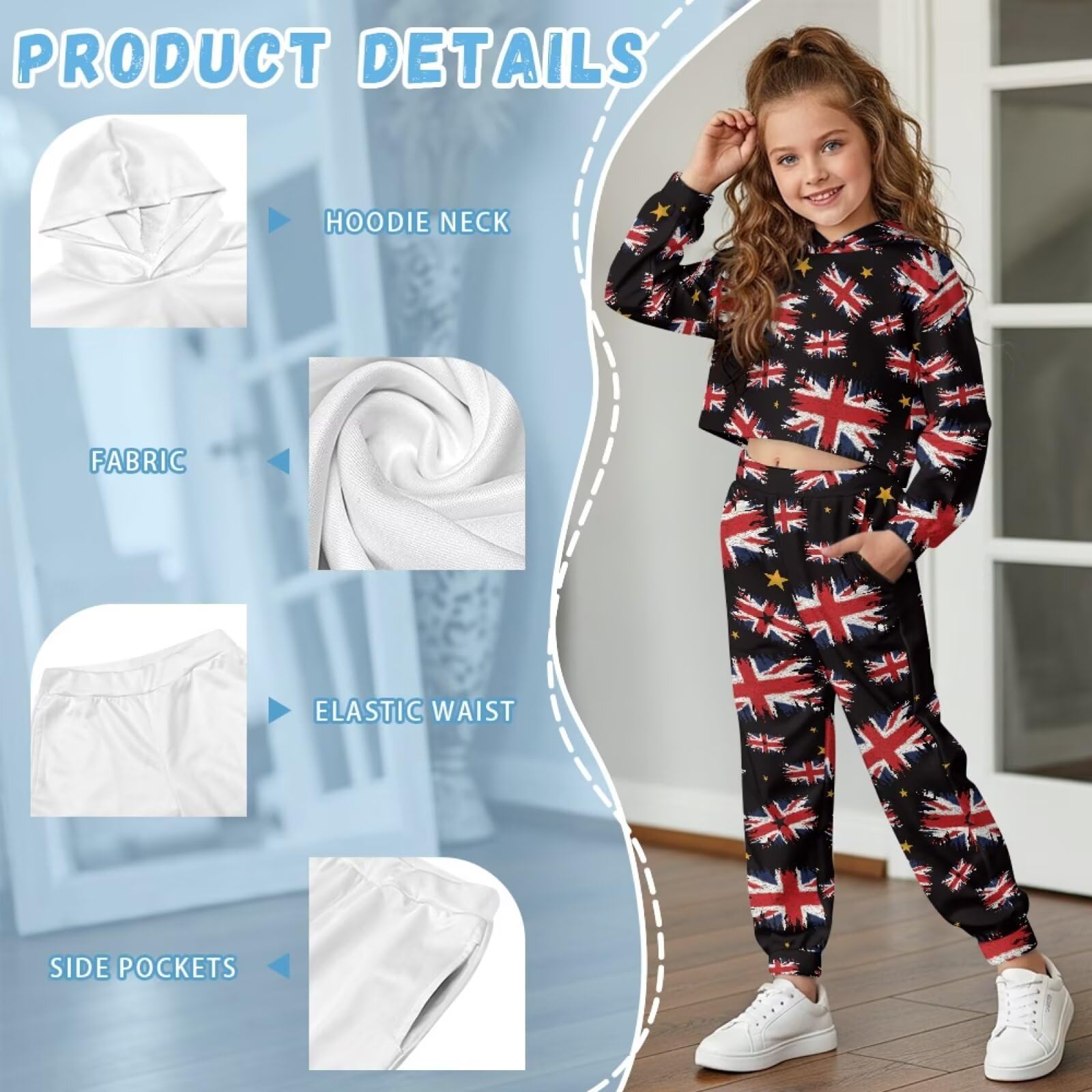 Kombinezon dla dziewczynek w wieku 4-13 lat krótki rękaw crop topy bluza z kapturem bluza i spodnie dresowe dla dzieci zestawy odzieży dziewczęcej