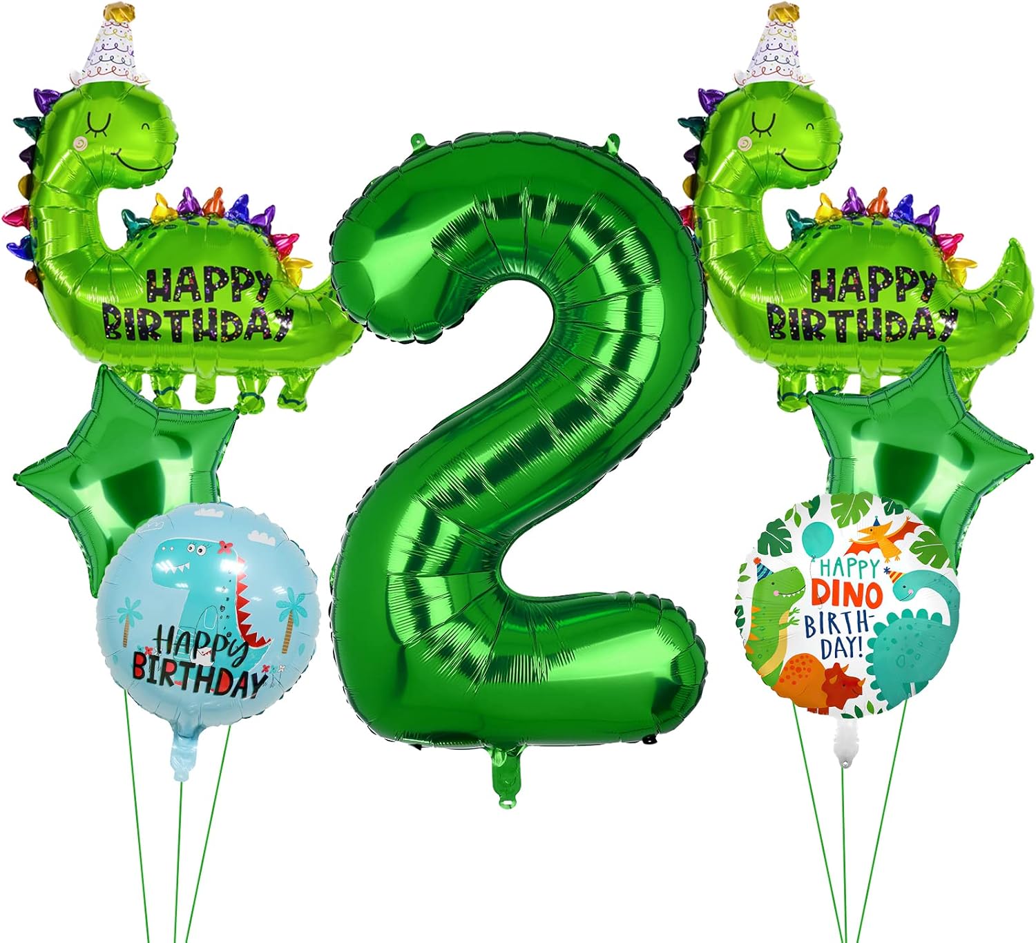 7pcs Dinosaur Balloons, Dinosaur Birthday Number Mylar Foil Balloon