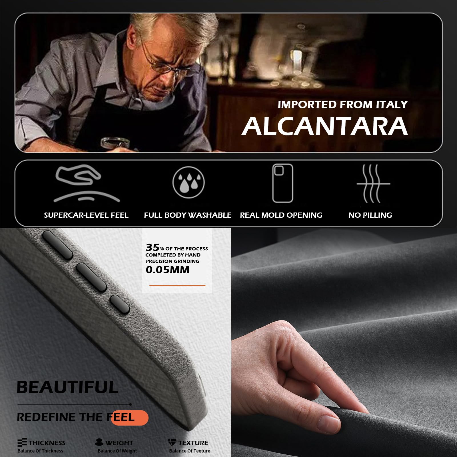 Amazon.co.jp: Alcantara スエードケース iPhone 16 Pro Max/16 Pro/16