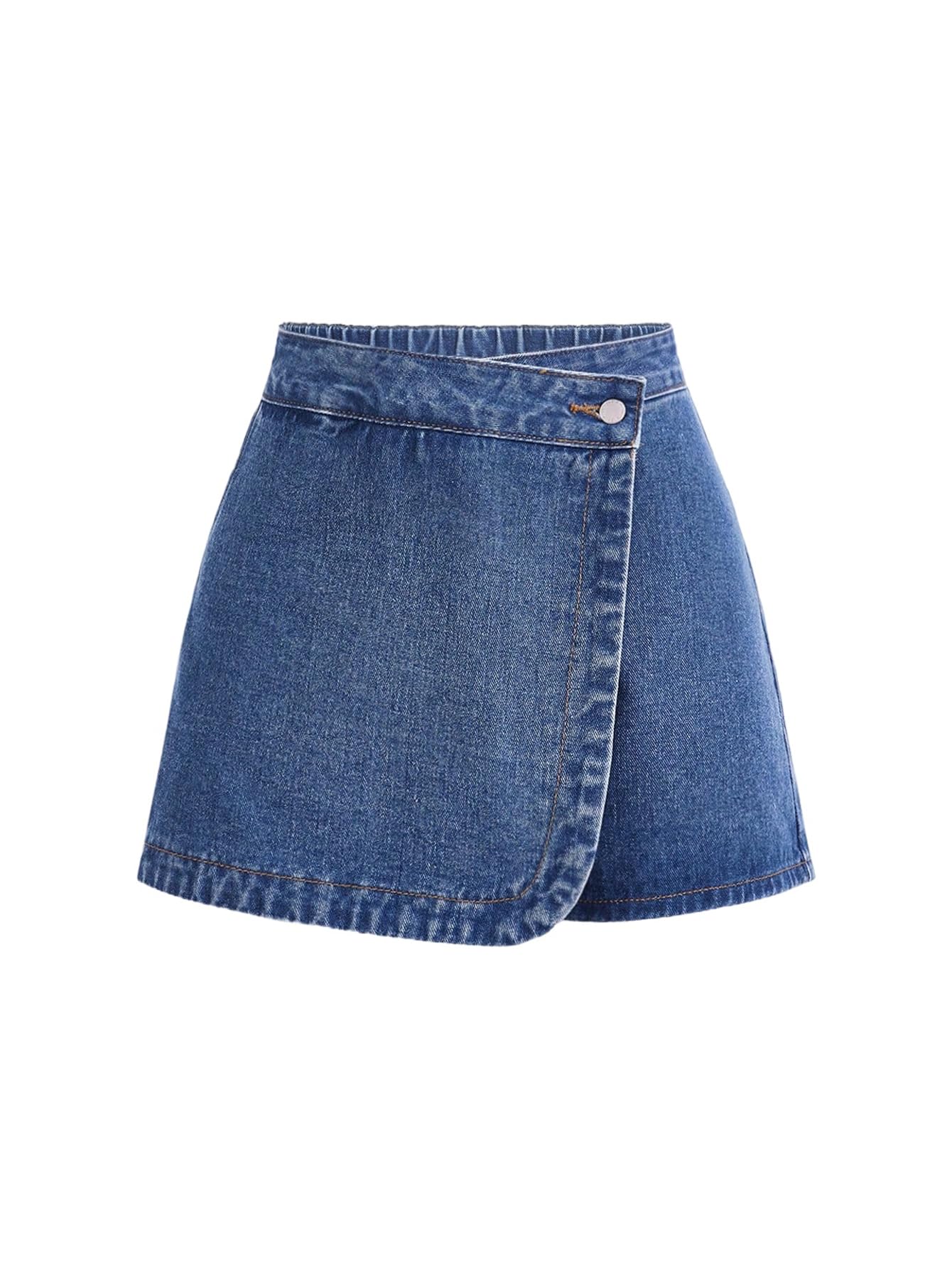 SOLY HUX Jupe en jean pour femme - Grandes tailles - Avec élastique - Jupe portefeuille - Jupe en jean - Jupe d'été en denim - Tenues d'été