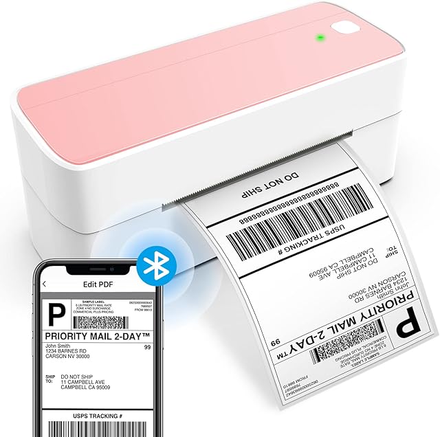 Thermal Shipping Label Printer 4X6 - Bluetooth Desktop Thermal Label Printers Wireless - Portable Address Postage Label Printer Machine, Thermal Label Printer, Compatible with iphone, Usps, Amazon