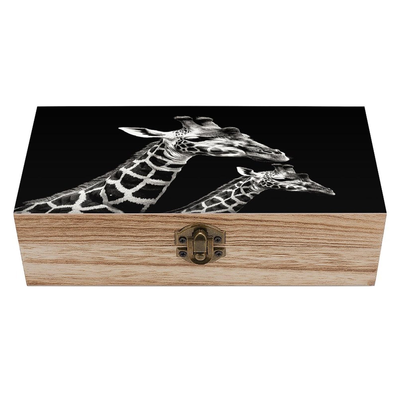 VstaDank Black Giraffe Wooden Storage Box Wooden Keepsake Box with Hinged Lid Exquisite Solid Wood Decorative Jewelry Case Memory Box for Jewelry Photos Letters Crafts Trinkets