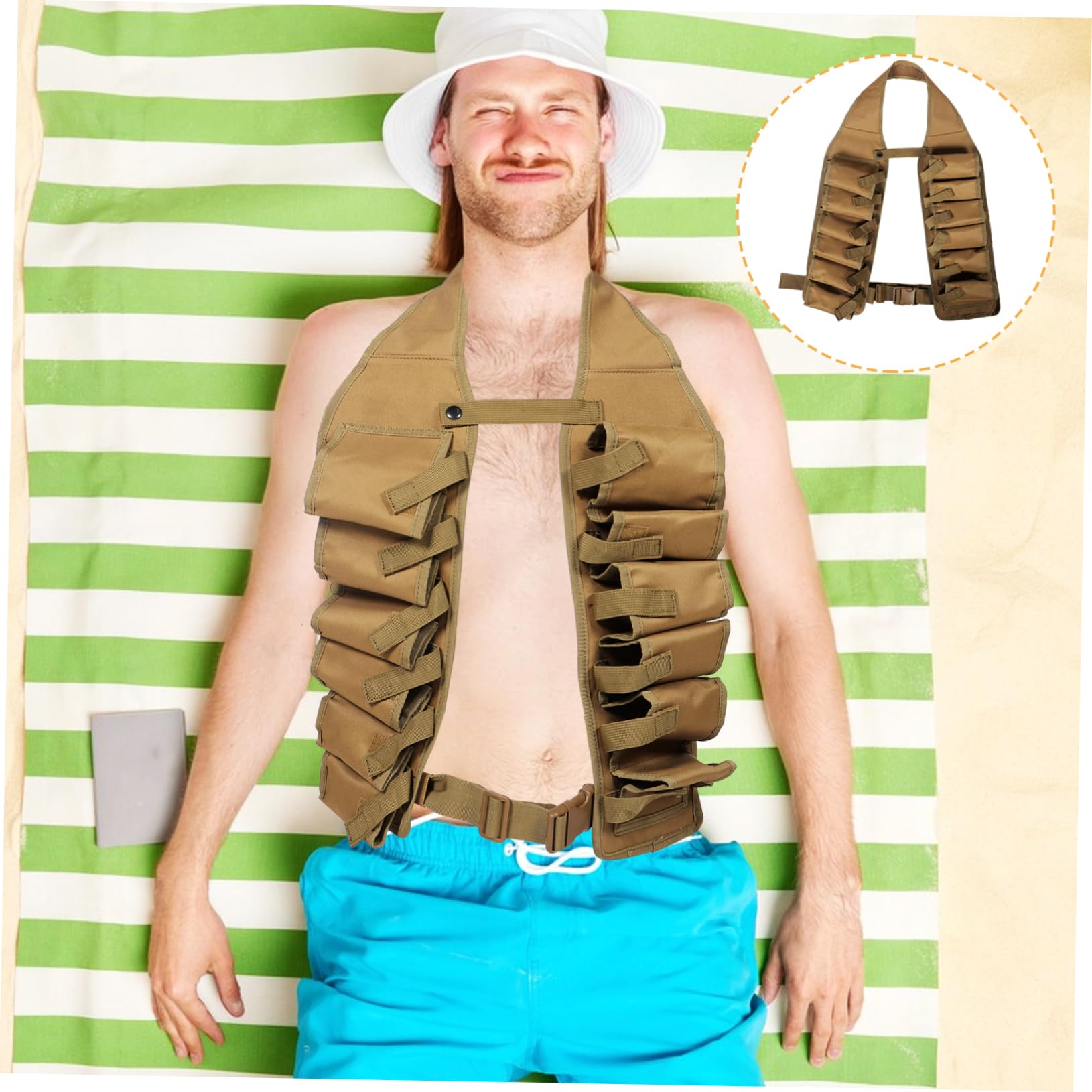 GALPADA Ceinture à Bières Pratique et Portable Gilet de Transport pour Boissons Accessoire Extérieur pour Barbecue et Randonnée Capacité et Résistante Oxford Facile à Nettoyer Transporter