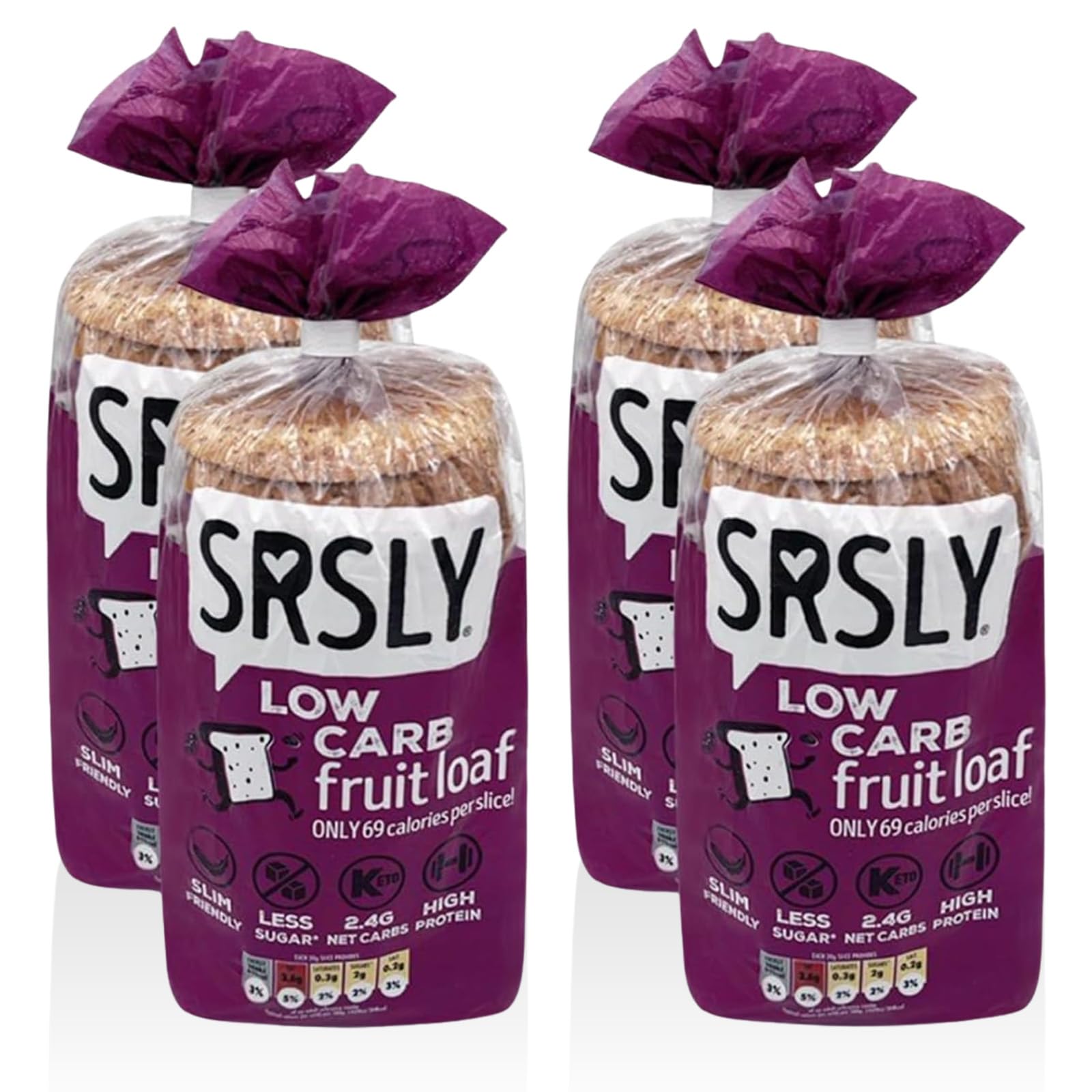 SRSLY Low Carb Keto Fruit Bread - 2.4g Carbs, 69 Kcals, 4g Protein - Freshly Baked with Orange & Cinnamon - Sugarwise Certified High Protein Lower Calorie Bread