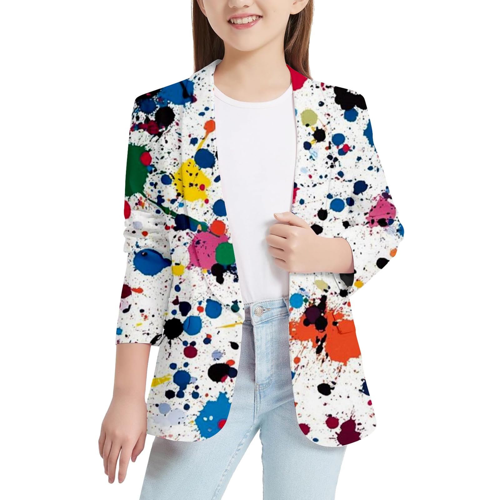 Generisch Strass Jack Enfants Garçons Filles IColorful Sp Lashed Ink Personnalité Imprimée Veste De Costume Dos Avec
