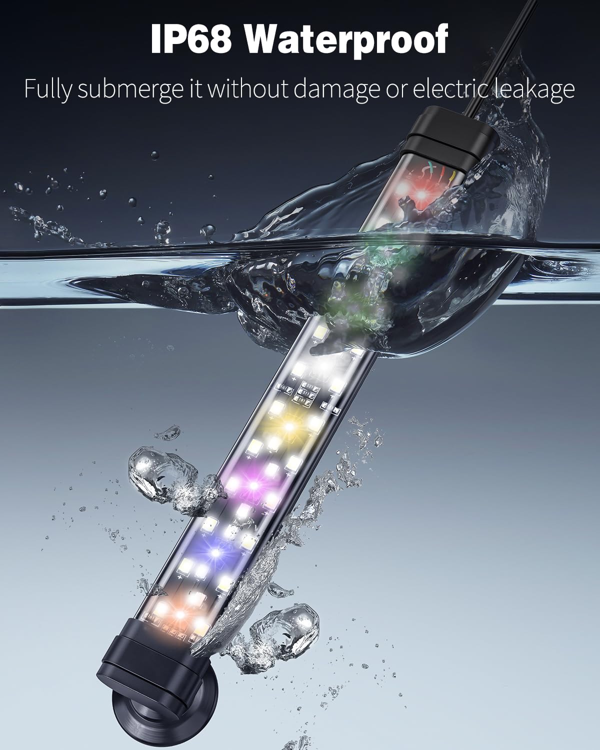 Pawfly 5 W Aquarium LED Light 8 Inch 24/7 Fish Tank Light with Full Spectrum Brilliant White Blue Red Green Lights Multi-Colored LEDs with D/N Mode Single Color Effects Timer and Adjustable Brightness
