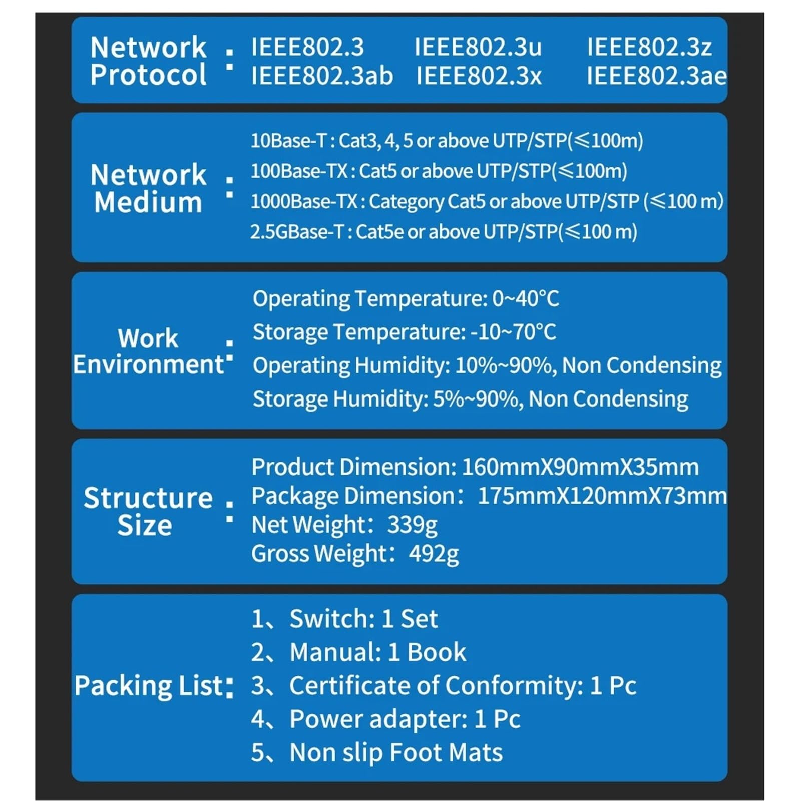 Przełącznik przemysłowy Zarządzany przełącznik 2,5 GbE, 8-portowy przełącznik sieciowy 2,5 GBASE-T, gniazdo 10G SFP+, łącze w górę, zarządzane przez sieć (adapter AU)