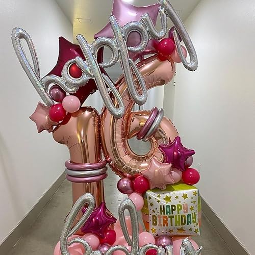 Vista 51 de Globos de oro rosa con el número 80, globos gigantes grandes de 40 pulgadas, globos de aluminio de Mylar de oro rosa con números 80 para fiesta