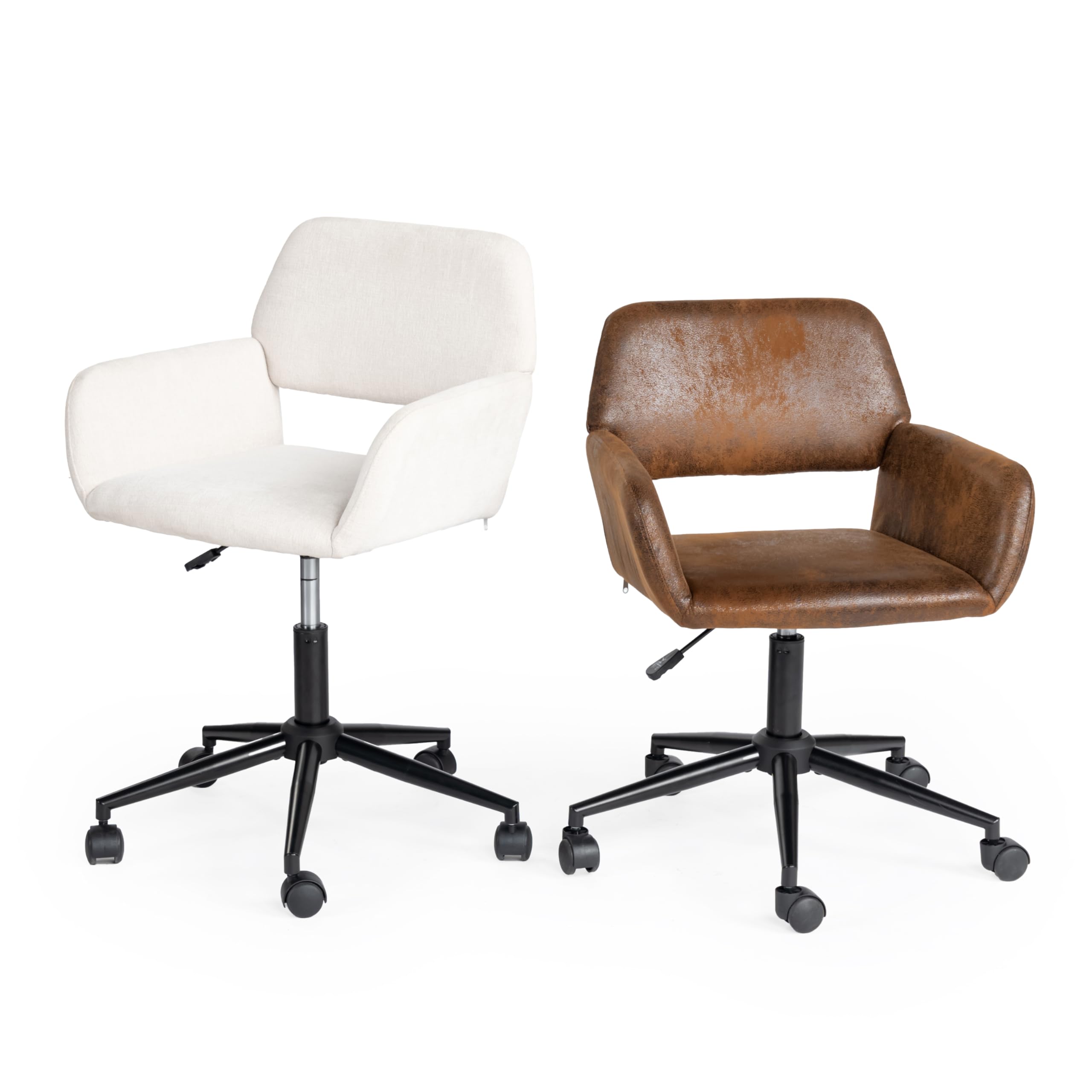 FurnitureR Chaise de Maquillage Pivotante, Siège de Chambre Réglable en Hauteur, Siège Creux Large et Respirant, Chaise D'habillage Rotative à 360°, Retro Marron Suede 56 x 55 x 75-85 cm