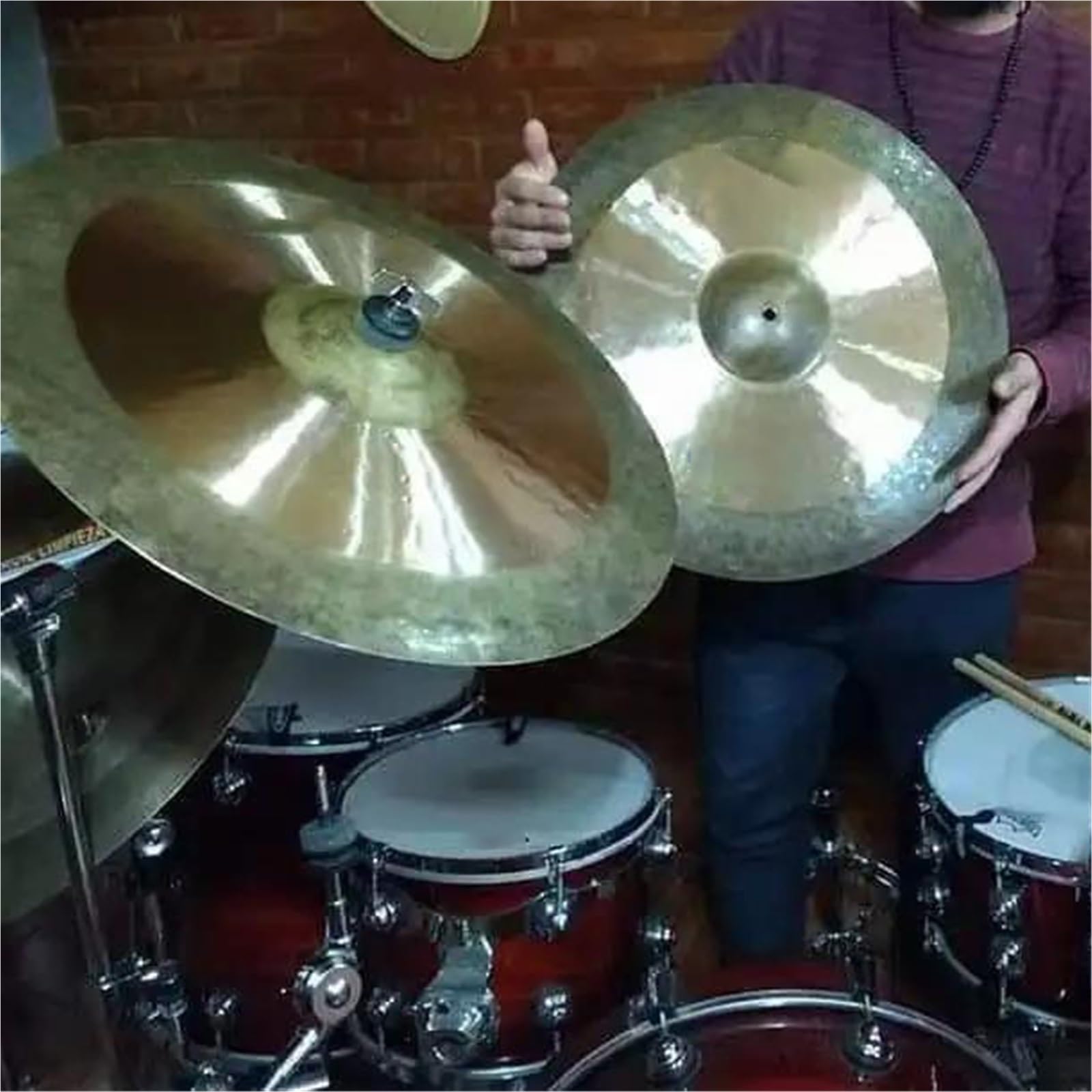 Cymbale Professionnelle Crash Cymbale 14-19 Pouces Cymbale En Bronze Pour Joueur De Batterie Instrument De Musique À Percussion(16 Inch)