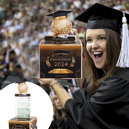 Miniatura 3 de YIFAM Caja de dinero de graduación para regalo en efectivo, divertida caja de dinero para mujeres y hombres, sorpresa, novedoso sombrero de