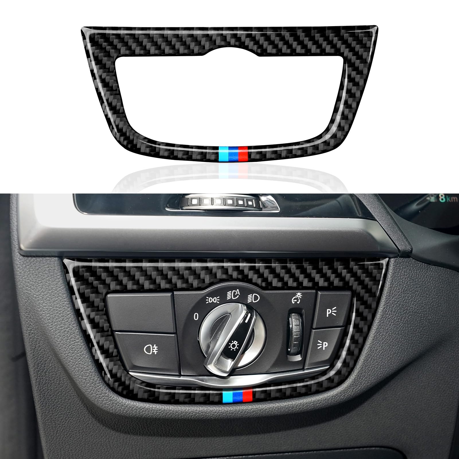 Car Headlight Switch Trim Decal Carbon Fiber Sticker Cover fits for BMW X3 G01 X4 G02 2018 2019 2020 2021 2022 2023 2024 Interior Accessories