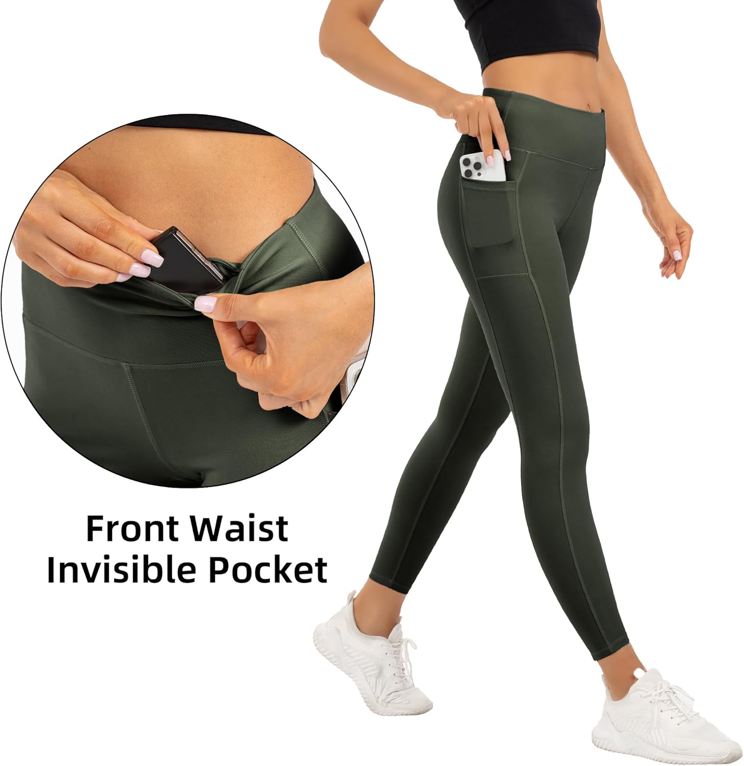 3 Pack High Waisted Leggings with Pockets for Women Buttery Soft Tummy Control Workout Yoga Pants for Gym Athleisure - Image 4