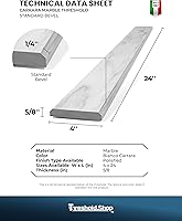 Vista 6 de Bisel doble de umbral de mármol pulido de carrara blanco italiano para transiciones de piso (4 x 24 pulgadas)