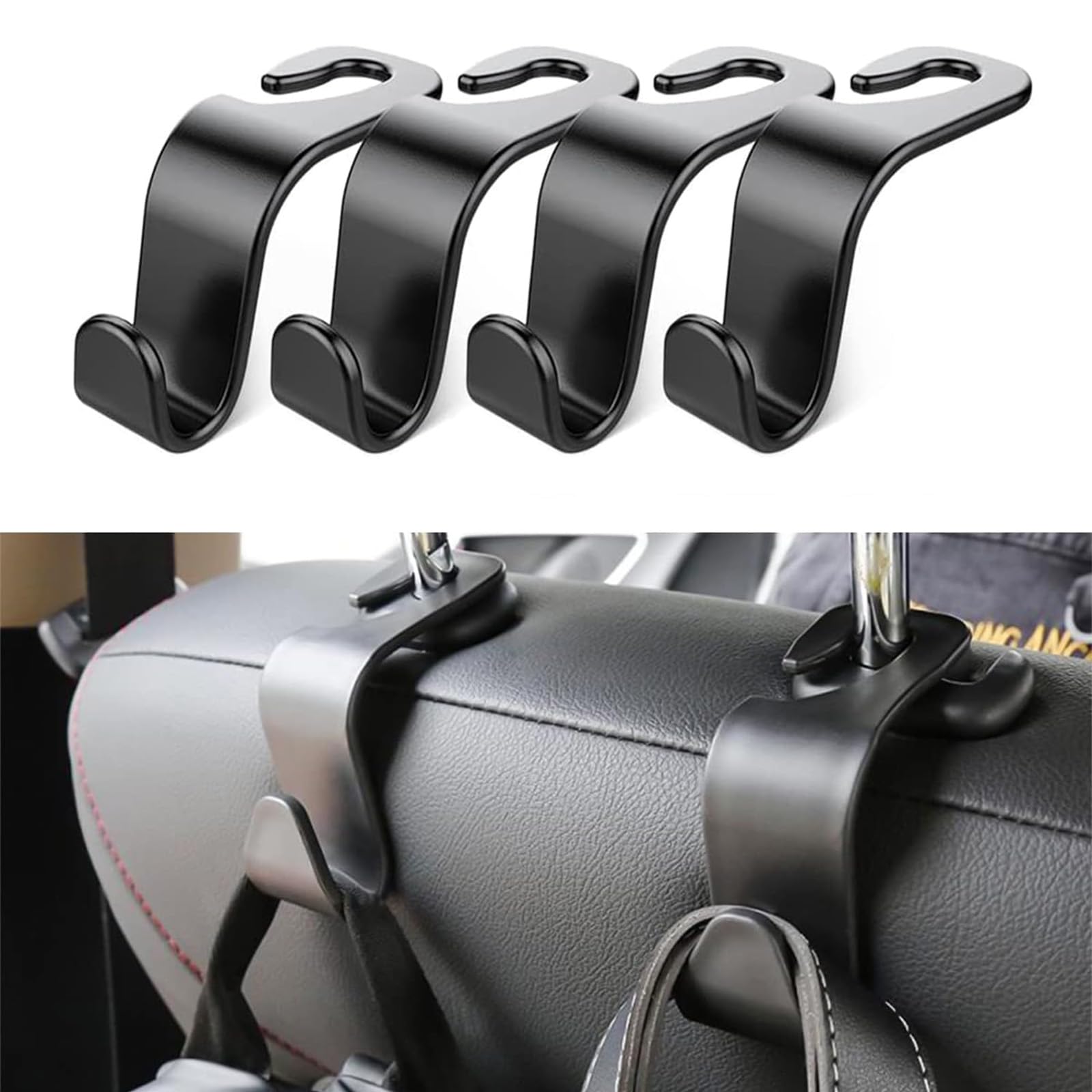 JIAHAI 4pcs Car Seat Headrest Hook for Seat Ateca FR Facelift/Cupra Ateca 2017-2024, Car Vehicle Back Seat Organizer Holder, Suitable for Hanging Handbags, Wallets Grocery Bags