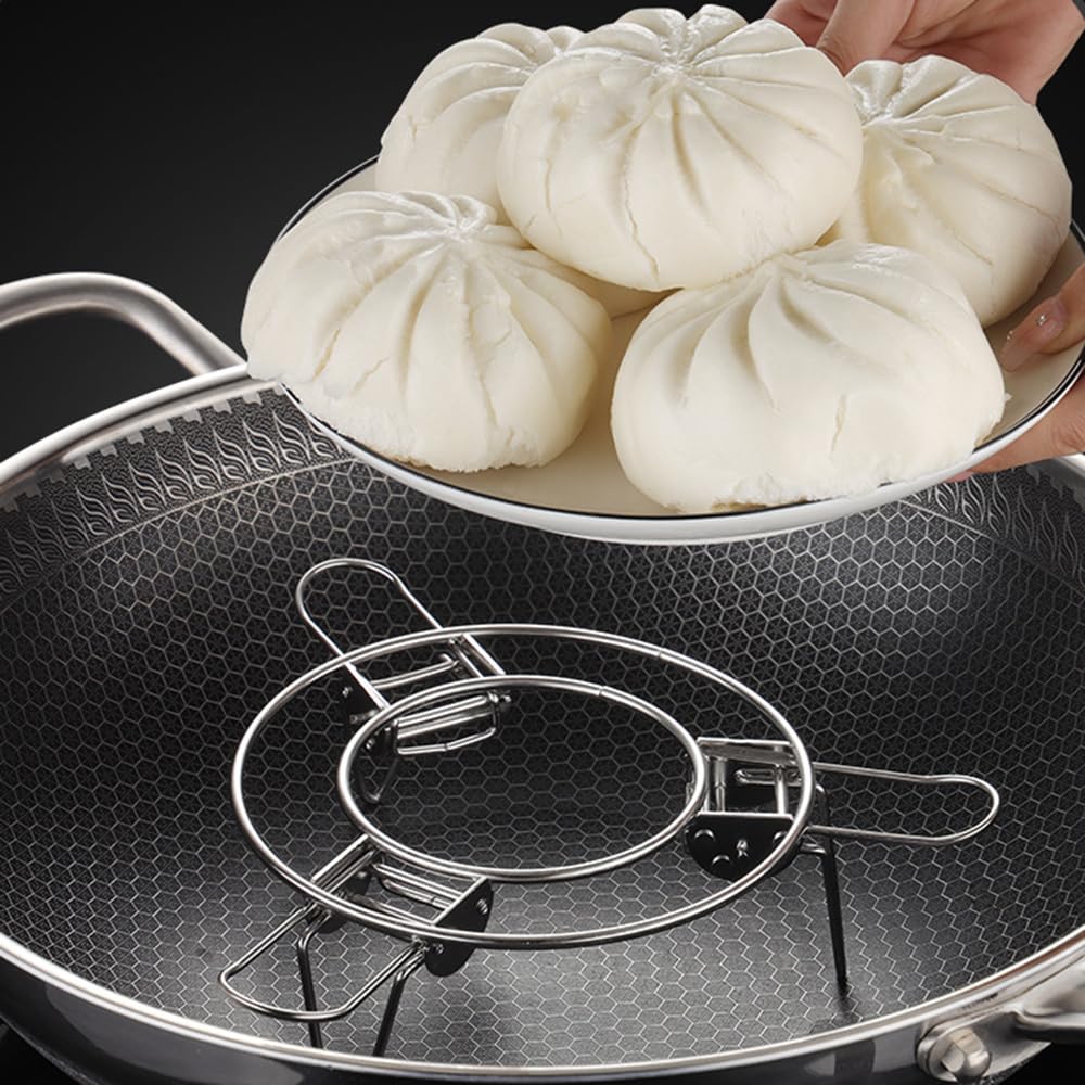 Estante de vapor de acero inoxidable 304, estante de cocina redondo, plegable y retráctil, soporte de vapor de alambre multifunción para vaporizar, calentar y cocinar, apto para horno y 6
