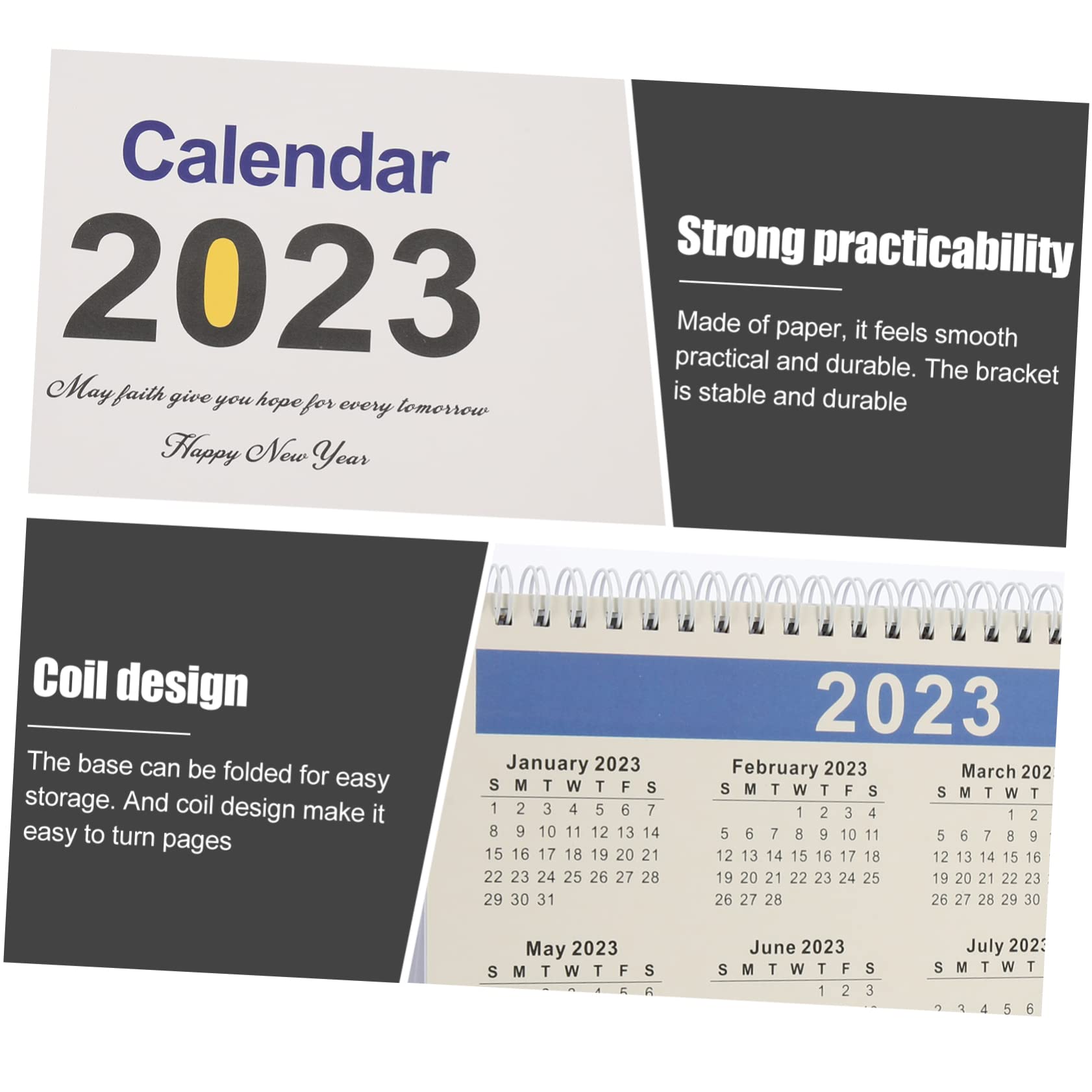 5 Stück Kalender 2023 2023 Tag Tag Tag 2023 Tag zu Tag 2023 Tischkalender Tischkalender Groß Büro Schreibtisch Dekoration Spulenkalender Weißes Papier Tragbar Vereinigte Staaten Büro