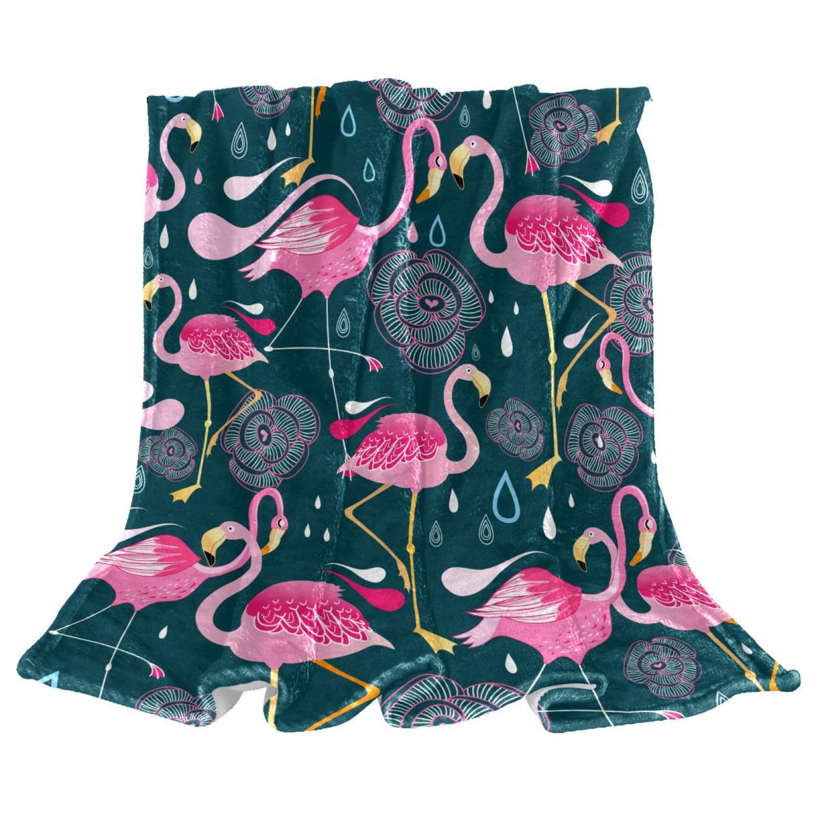Fleece Throw Blanket Flamingo Animal for Couch Lightweight Plush Fuzzy
