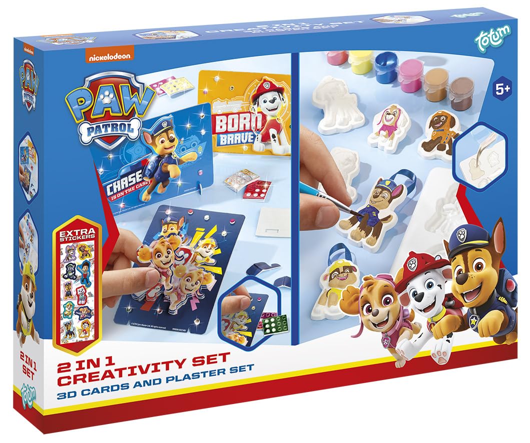 Totum PAW Patrol Craft Set 2 in 1, 3D Cards and A Plaster Making Kit