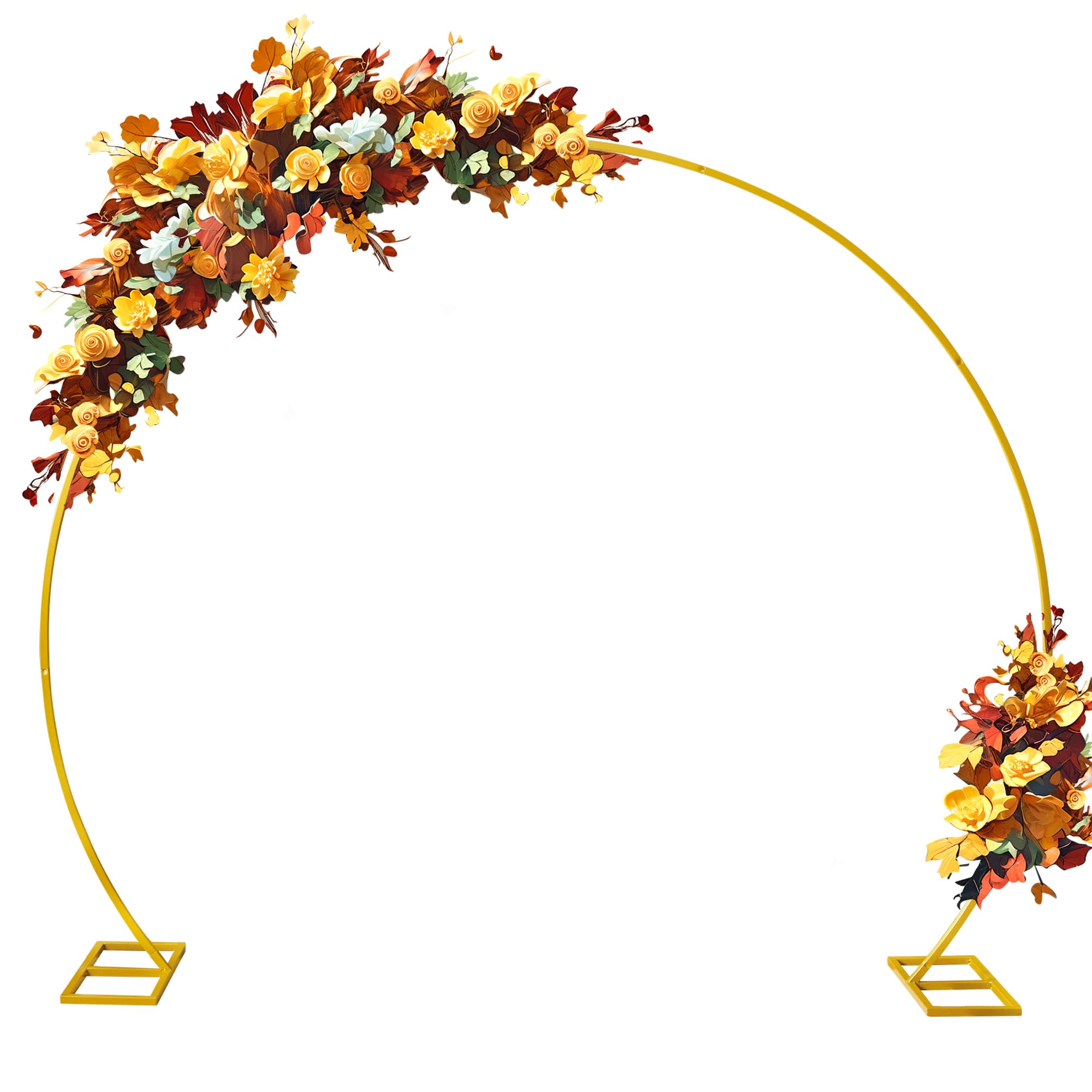 8FT Gold Round Wedding Balloon Metal Arch Bracket?Circle Backdrop Stand Frame Floral Frame?Bridal Shower Anniversary Booth Background Decoration?Gold