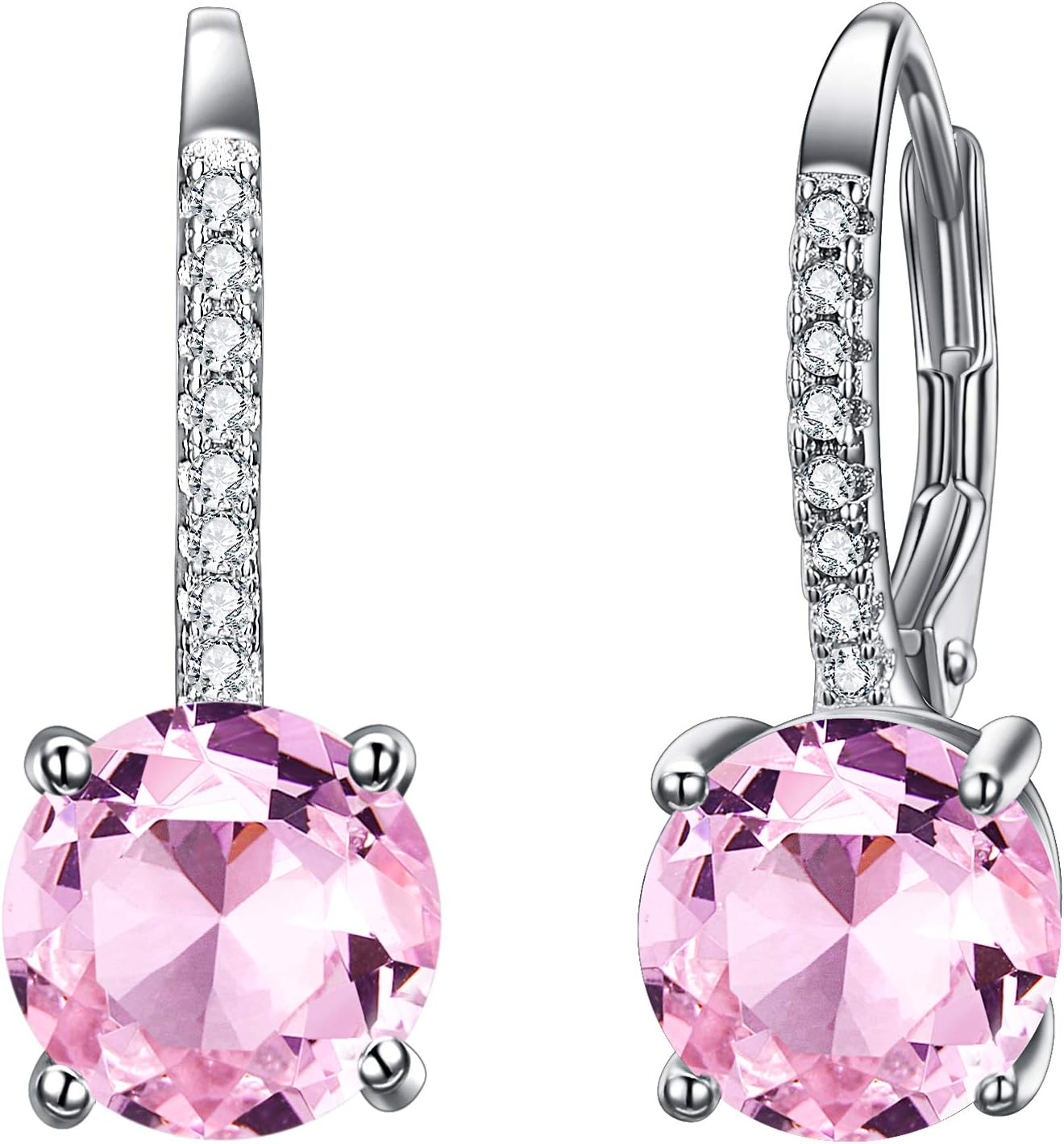 EVER FAITH 925 Sterling Silver Round Cut CZ Prong Setting Gorgeous Bridal Prom Leverback Dangle Earrings