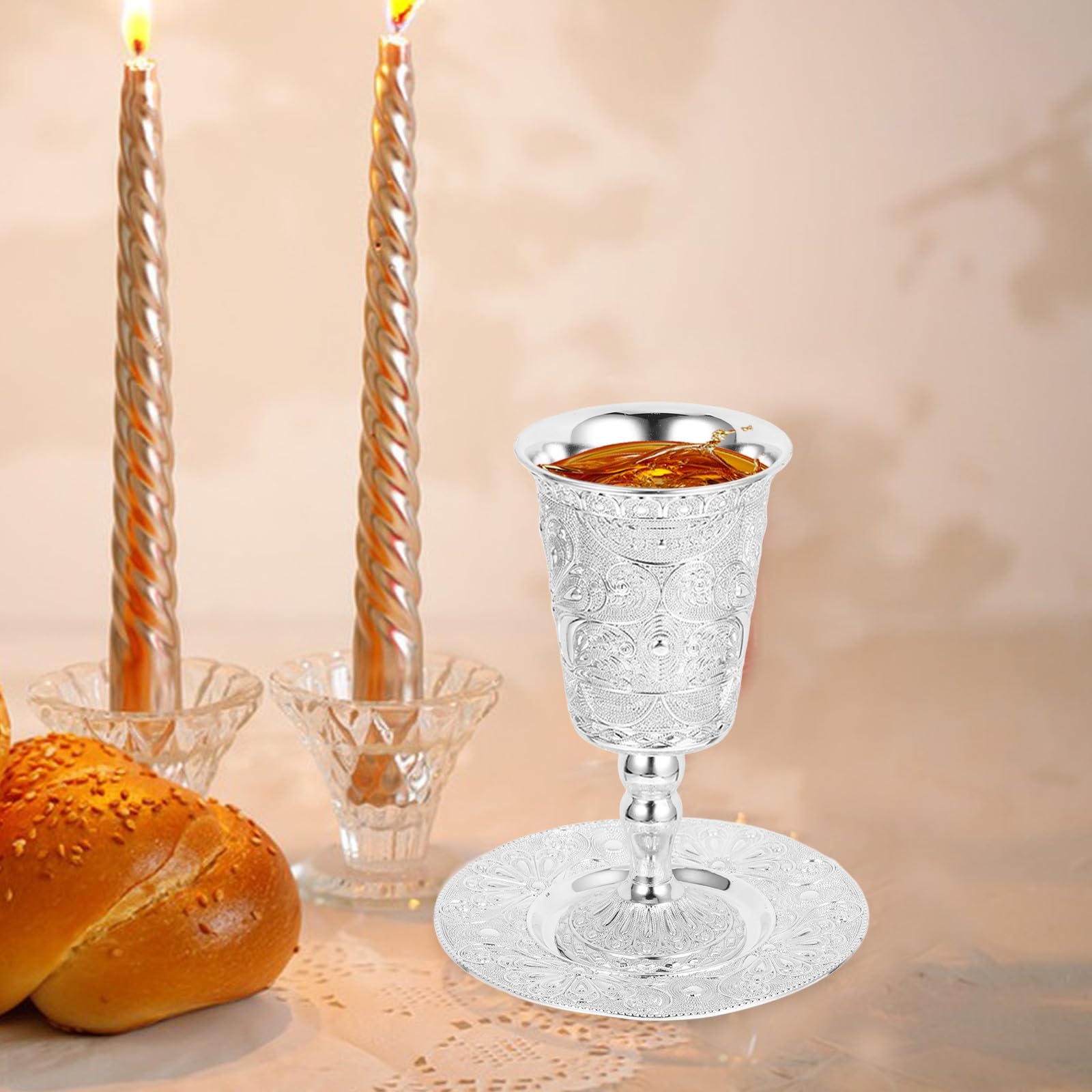 Platerowany Kielich Szabatowy Metalowy Puchar Do Wina Święta Żydowskie Havdalah i Szabat Kielich Błogosławieństwa Passover i Uroczystości Religijne