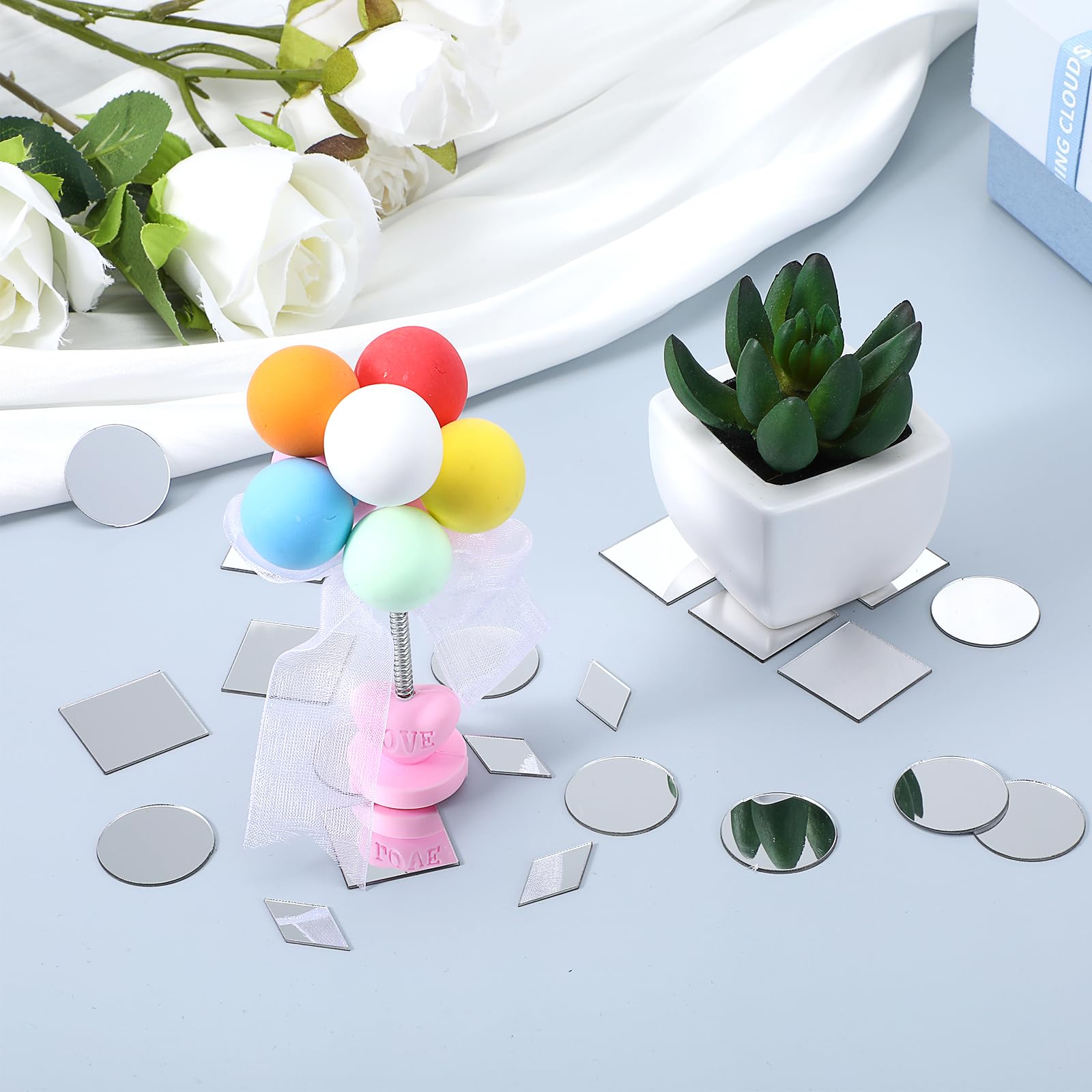 Lot de 150 miroirs adhésifs amovibles de 2,5 cm à coller - Mini miroirs ronds autocollants en acrylique pour armoire et décoration DIY