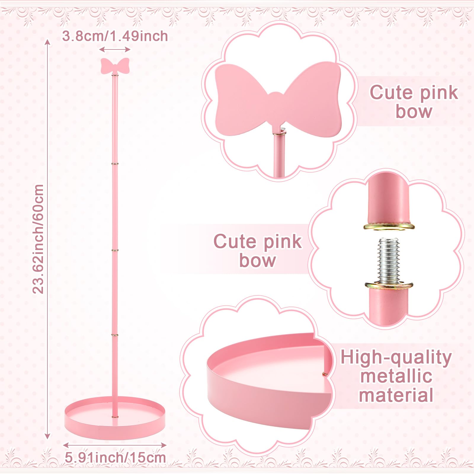 Sawysine Pink Bow Toilet Paper Holder Freestanding Bathroom Decoration — Amazon image 2