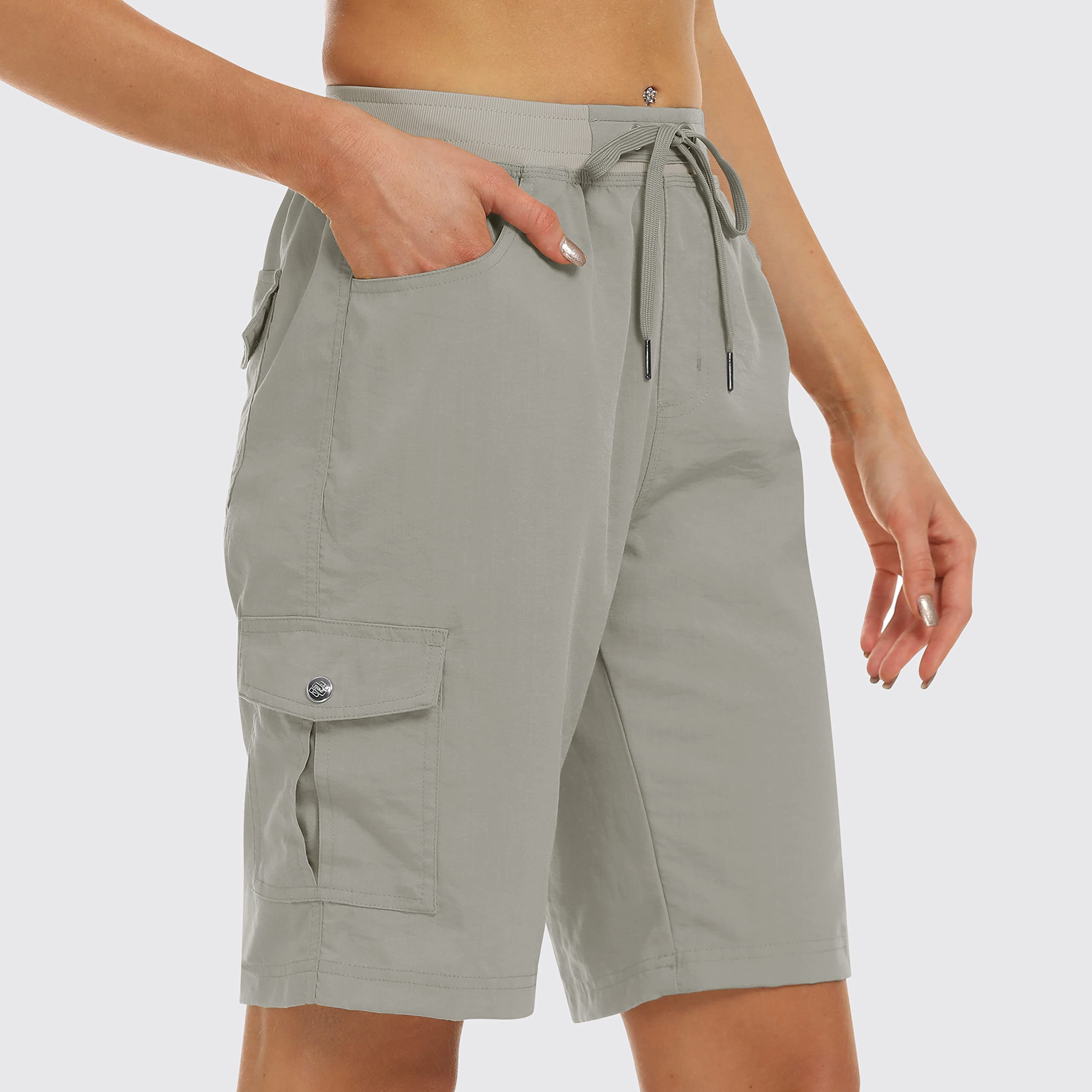 JINSHI Shorts Damen Sommer Cargohose Kurze Wanderhose Outdoor Schnelltrocknend Freizeithose mit Mehrfach-Taschen