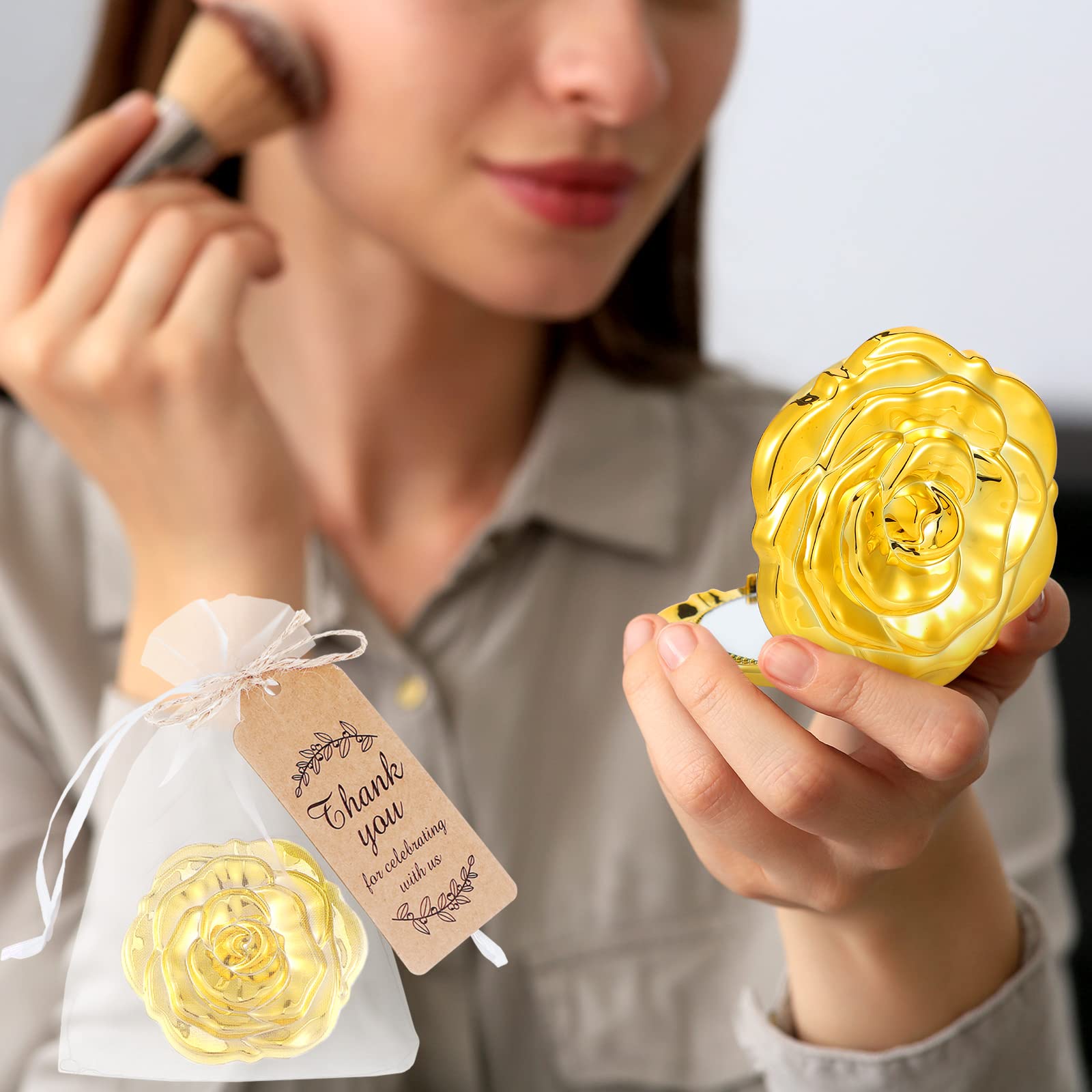 Panelee 96-Set Rose Compact Mirror Wedding Party Favor Gift Set
