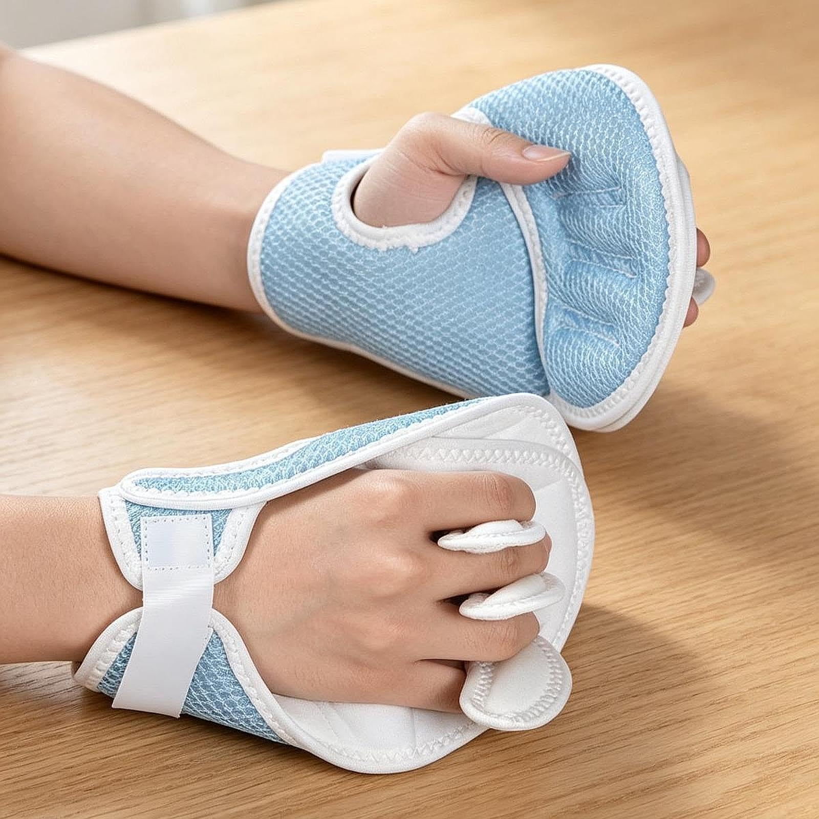 Guanto tore per dita, tutore per dita con stecca per mani, cuscino per mani, per il palmo, Blu