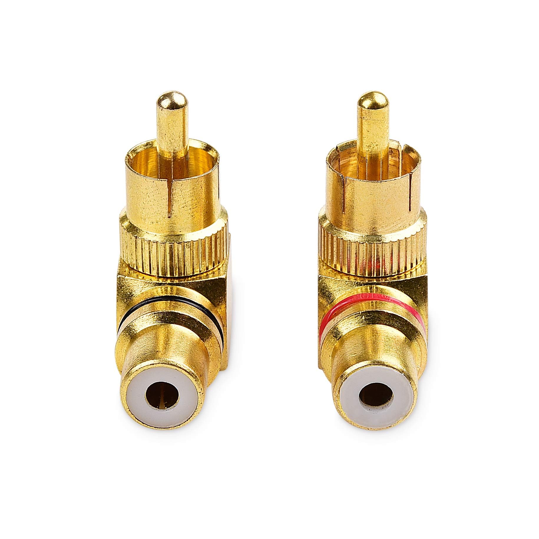 2 Adattatori RCA Maschio-Femmina Angolo Retto 90° | Rame Puro Per Audio Stereo Rosso E Nero
