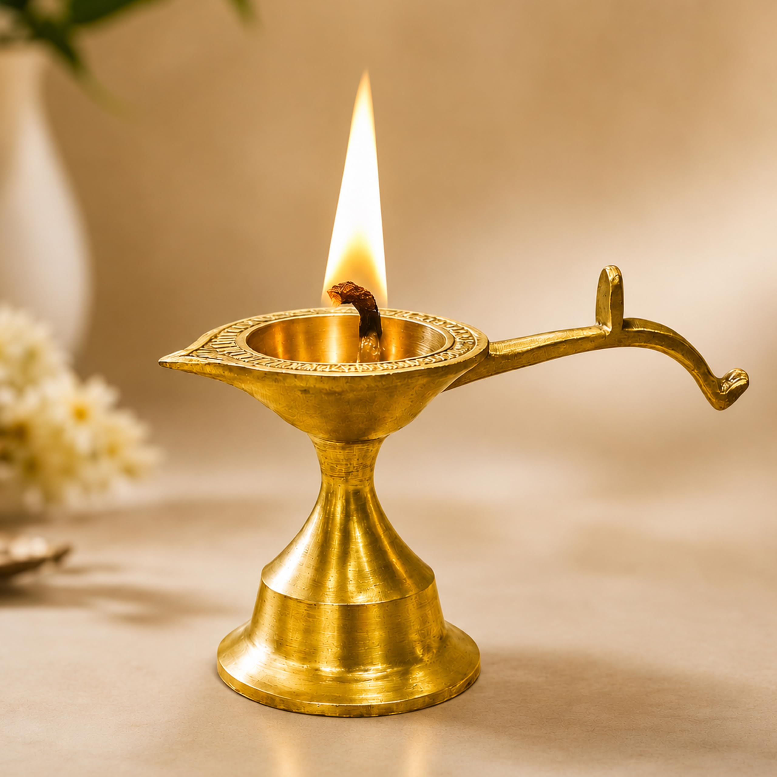 Brass Aarti Diya - Traditional Pooja Lamp -1