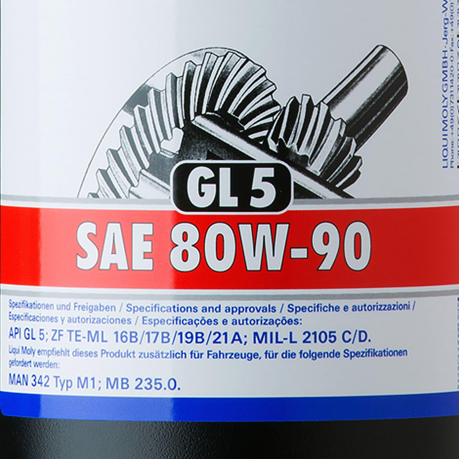 Liqui Moly 5x 4406 Achsgetriebeöl (5 x 1 L Kunstoffdose) | 5x 4406,LIQUI Moly 1L Hypoid-Getriebeöl GL5 SAE 80, Getriebeöl