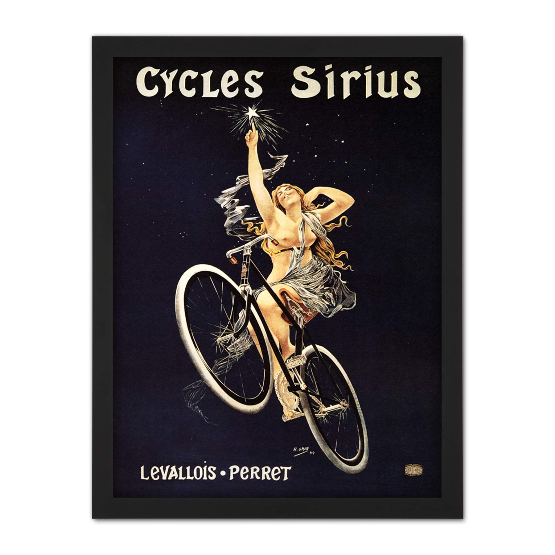 Wee Blue Coo Sirius Cycles France Vintage Artwork Framed Wall Art Print 18X24 Inch