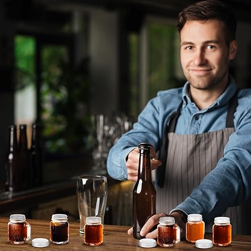 Miniatura 2 de Mifoci 100 vasos de chupito de 1 onza con tapas, tarros Mason con asas, tazas reutilizables, juego de tazas transparentes para el hogar, fiesta de