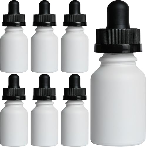 24 botellas vacías de vidrio blanco de 0.5 onzas con cuentagotas - Botella de vidrio de 0.5 onzas líquidas con cuentagotas - Botellas pequeñas de