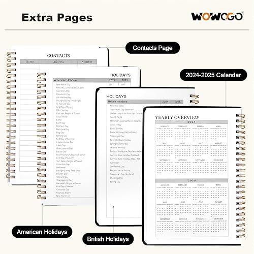 Miniatura 4 de Agenda diaria 2024-2025 sin fecha para hacer lista de tareas, agenda A5, cuaderno de tapa dura con encuadernación en espiral, 5.5 x 8.3 pulgadas