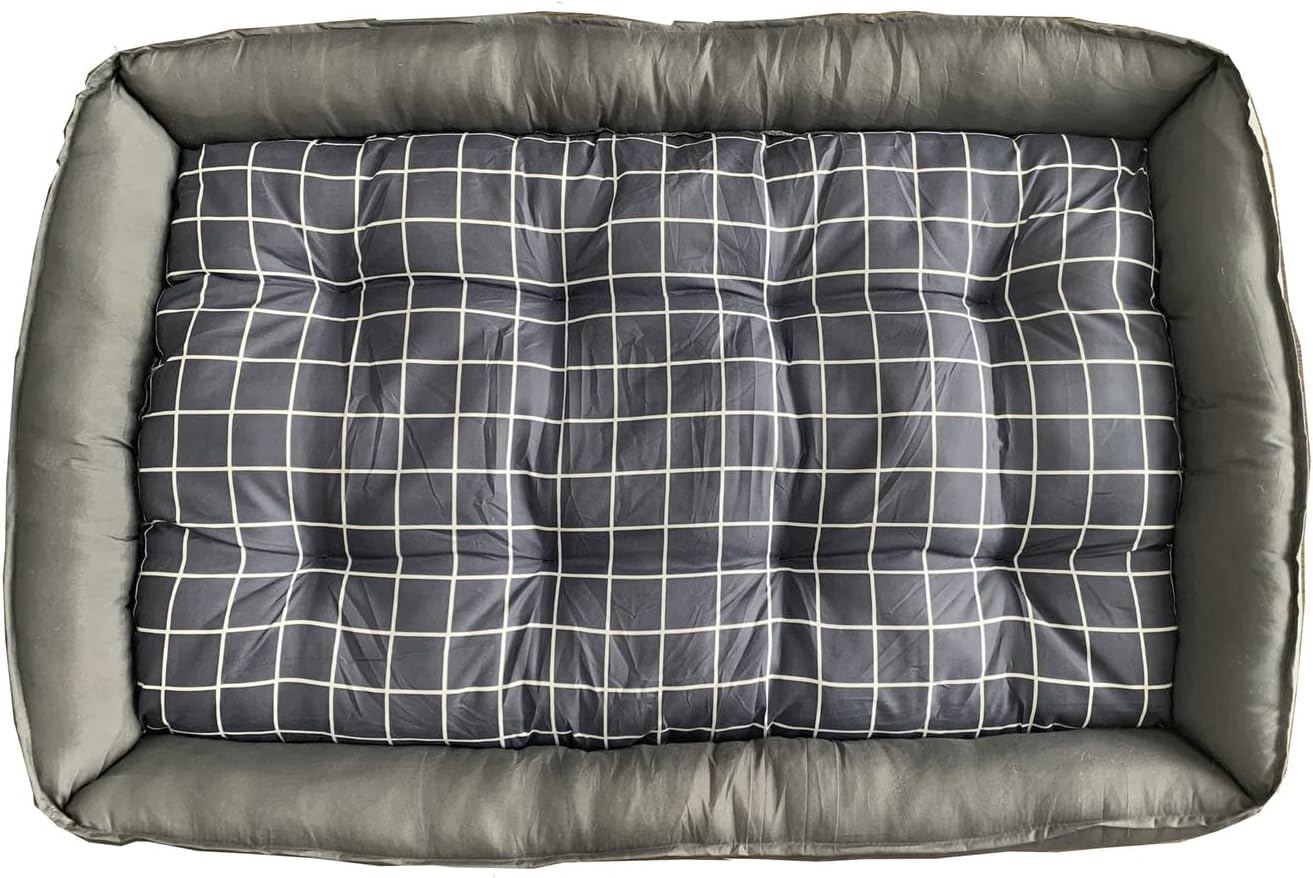 HomeStock Extra Large Dog Bed - Plush Grey Checker Comfort for Dogs