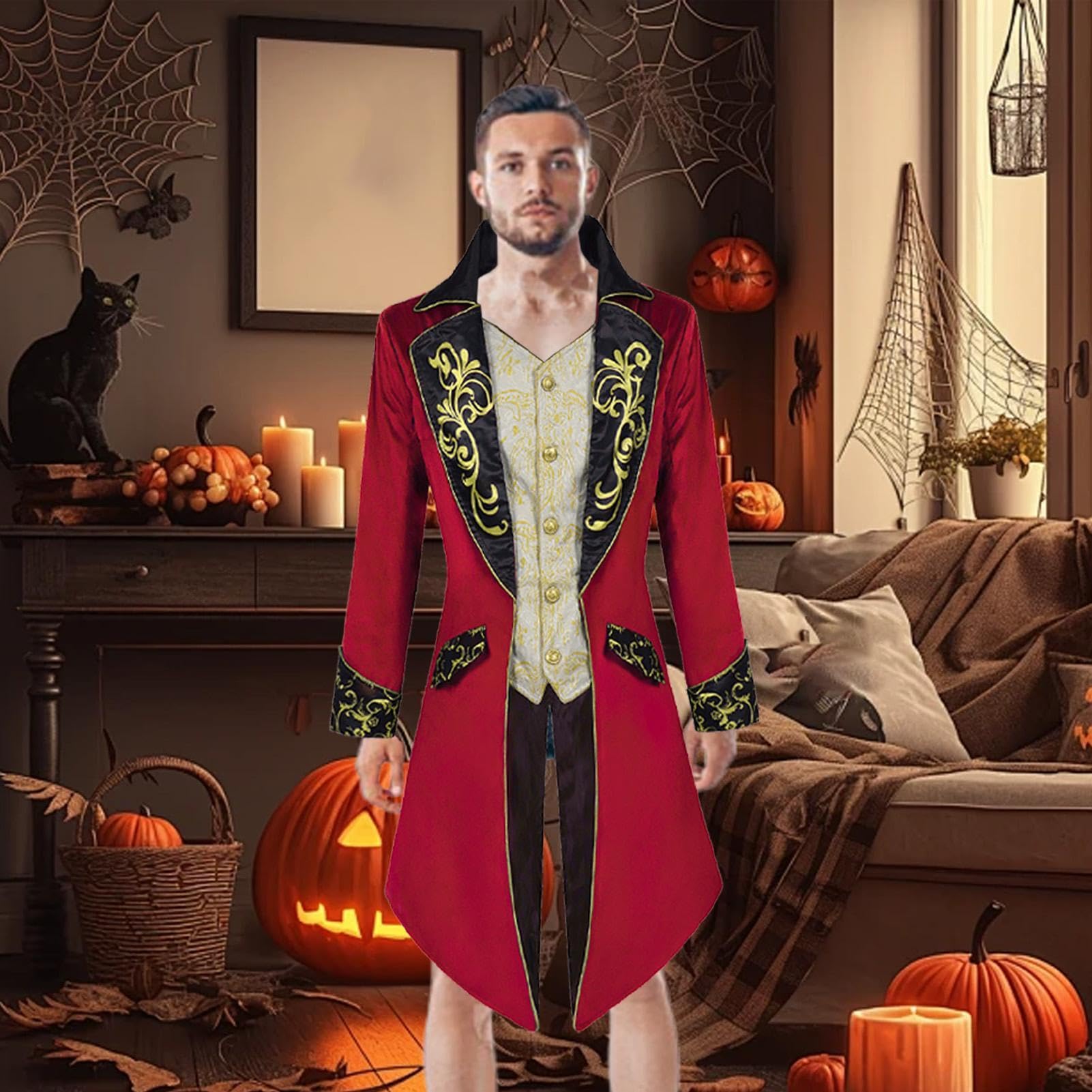 Frak męski Kostium wiktoriański gotycki w vintage cosplay na Halloween | Wiktoriański Męski Kostium Płaszcz Wampira Na Przyjęcie Bal Maskowy Wampir Cosplay Sesja Zdjęciowa Parada