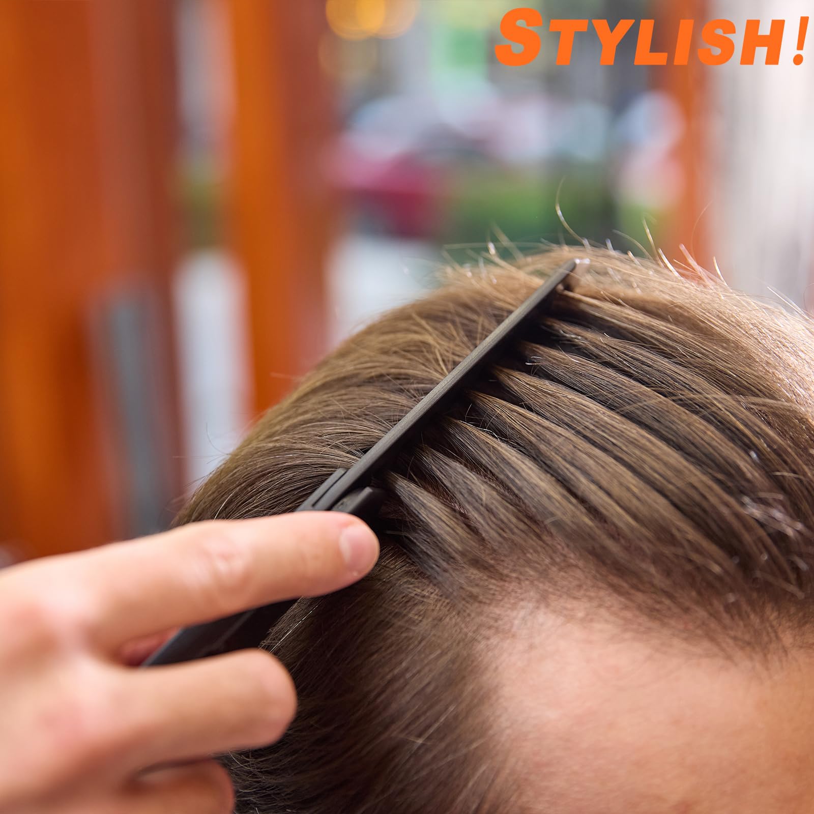 Protable - Peine plegable 2 en 1 para el cabello, peine de dientes anchos, bolsillo disperso para peinar cabello lacio, cabello rizado, barba, bigotes para hombres, peluquería (negro) 6