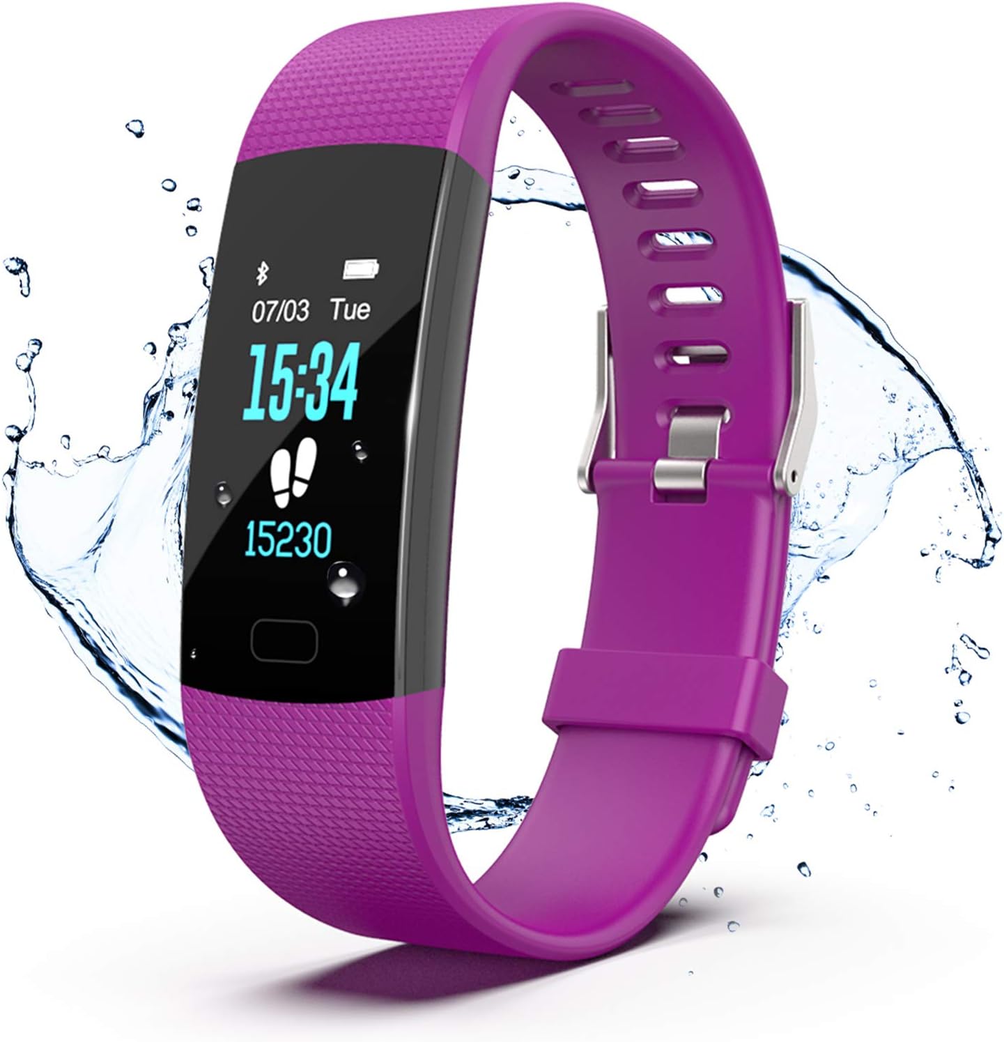 Fitness Tracker, Color Screen Activity Tracker Watch with Heart Rate Monitor, Pedometer IP67 Waterproof Sleep Monitor Step Counter for Android & iPhone (Purple)