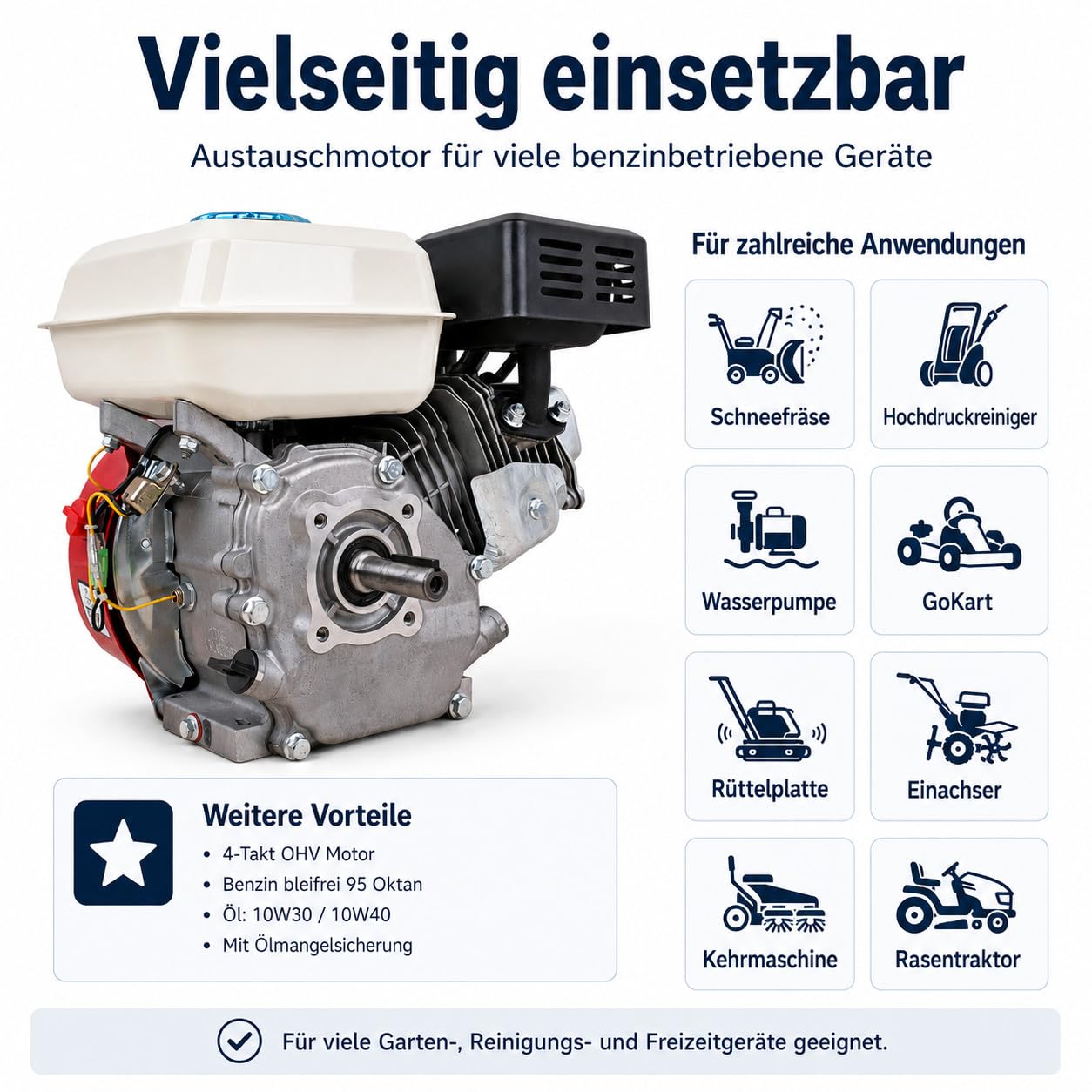 DeTec. 7 PS Benzinmotor 210 ccm 4-Takt OHV Austauschmotor