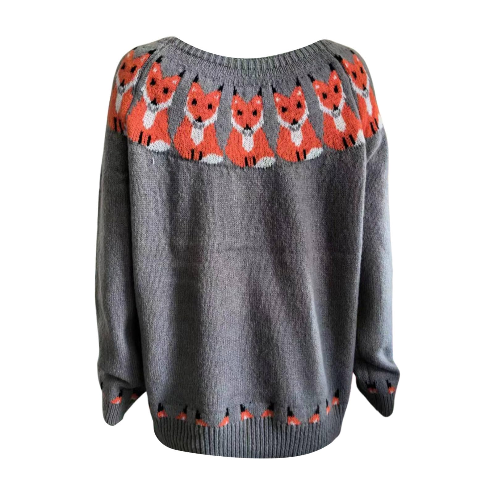 Fair Isle - Maglioni da donna per autunno e inverno, a maniche lunghe, con fantasia, per vacanze e sci, vestibilità ampia, tunica brutta lavorata a maglia, maglioni caldi alla moda da donna, eleganti