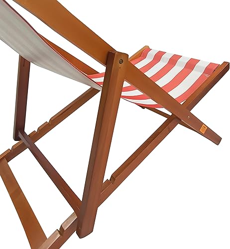 Miniatura 6 de MONSTRUNO Silla bandolera de madera para exteriores playa piscina populus a rayas tumbona plegable color naranja