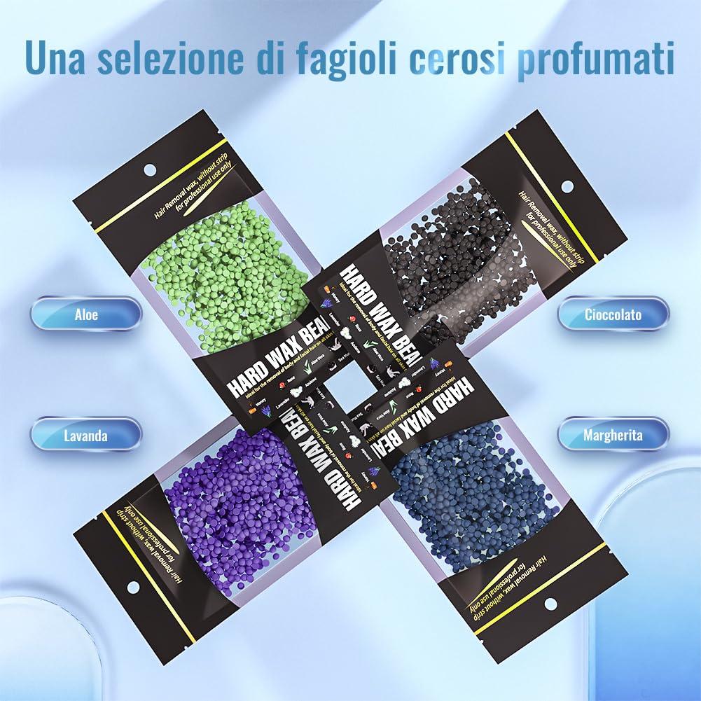 Cera Brasiliana Kit, Scaldacera Professionale per Depilazione, Siliconico Depilazione Barattolo con LCD Temperatura Regolabile (Nero, 21 * 21 * 15cm)