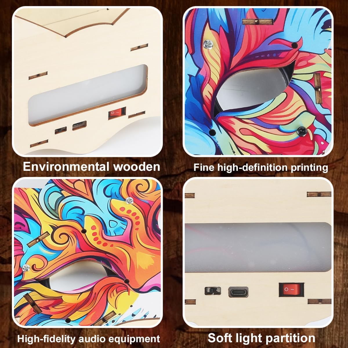 3D Wooden Puzzle Speaker, DIY Wooden Music Box, Graffiti Leopard Design with Dual Stereo Speakers, DIY Toy, Music Box for Adults/Kids, Unique Gift for Home/Office Decor