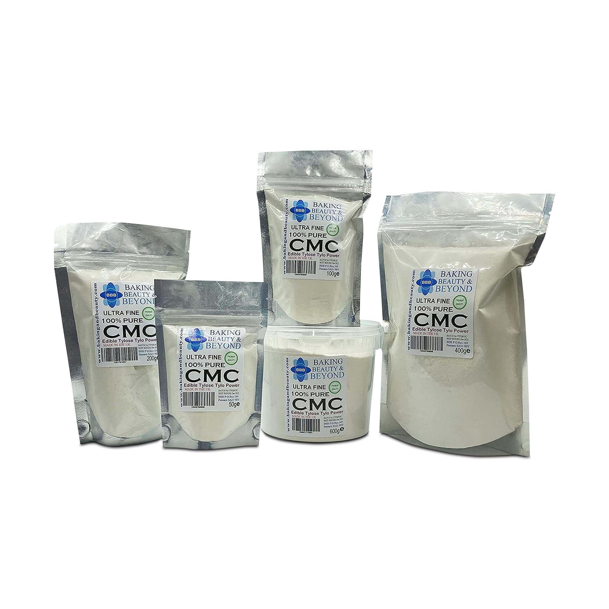 Baking Beauty and Beyond Powerful Edible Tylose Tylo Pure CMC Powder - Gum Tragacanth Glue Powder for Fondant, Gluten Free Gum Powder Perfect for Cake Frosting, Icing Sugar Paste - 400gm